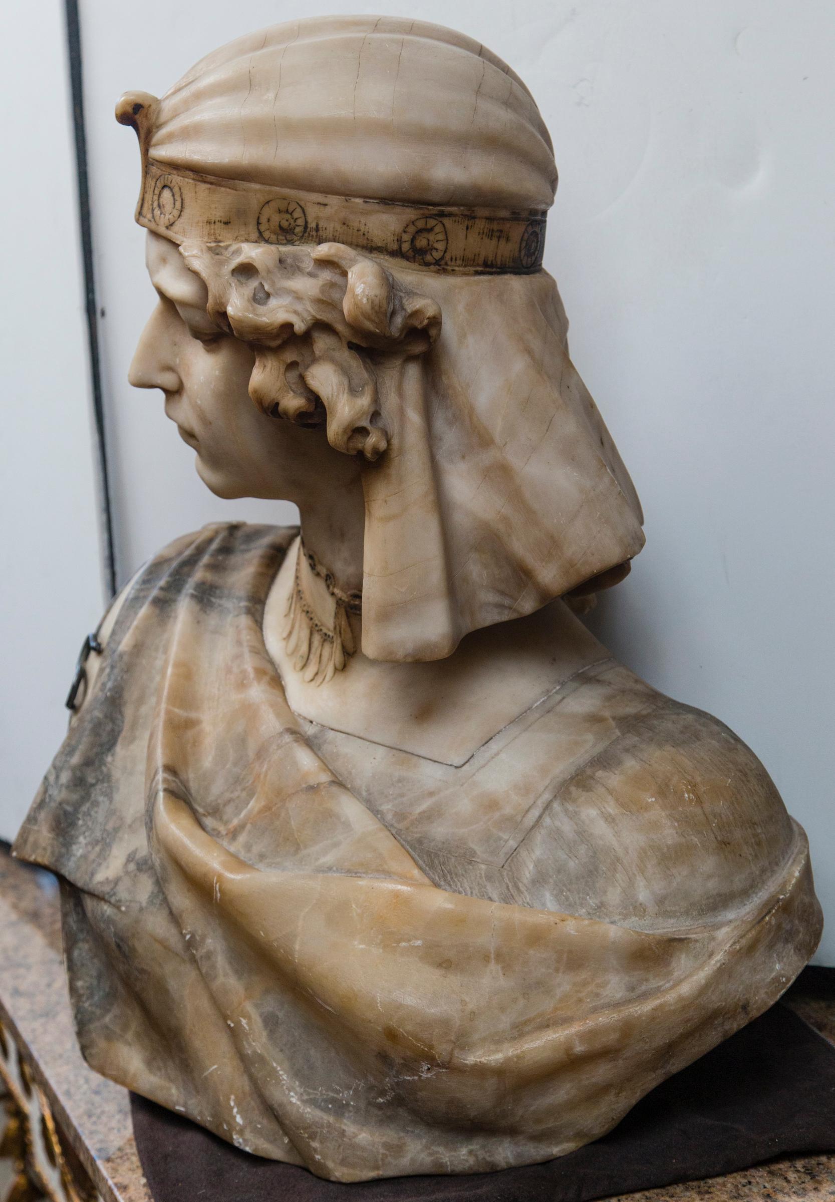 Marble Bust of an Egyptian Prince In Good Condition In Woodbury, CT