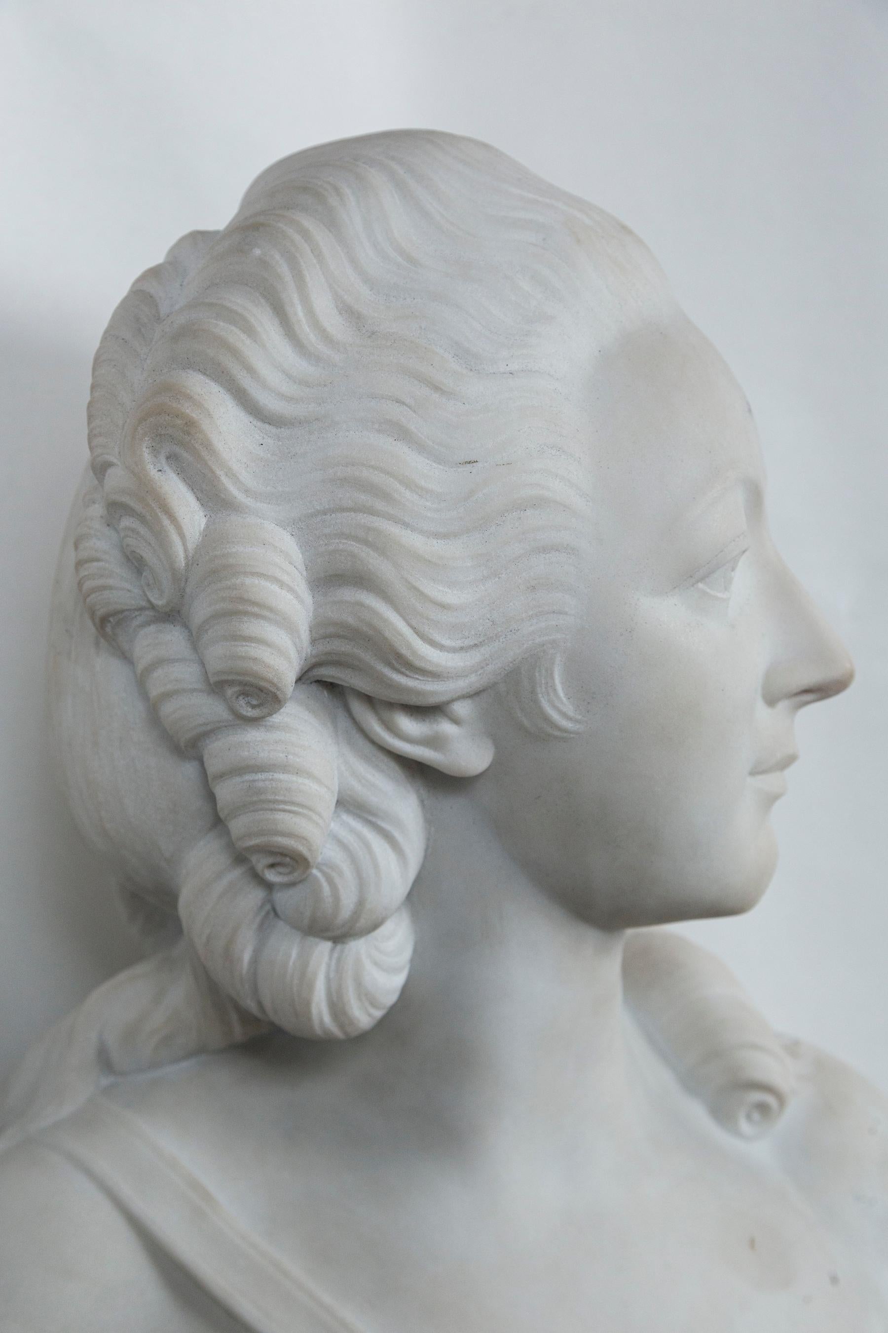 Carved Marble Bust of an Elegant Lady For Sale