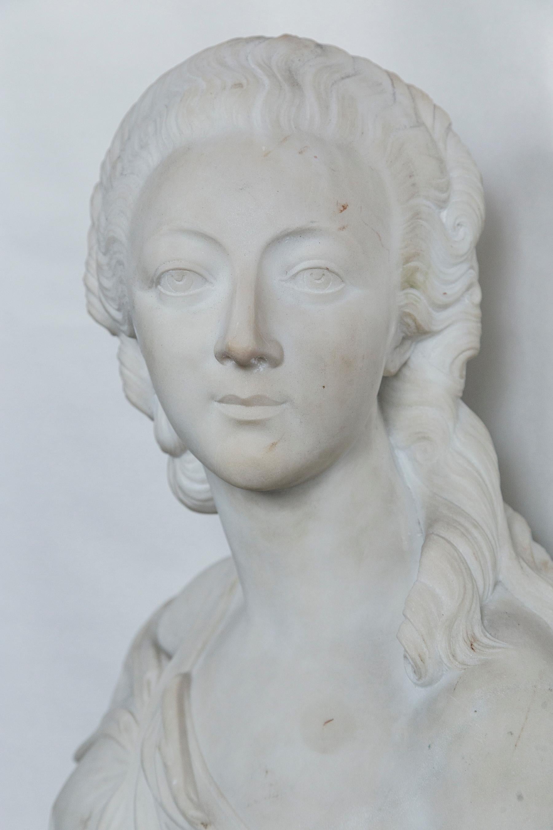 20th Century Marble Bust of an Elegant Lady For Sale