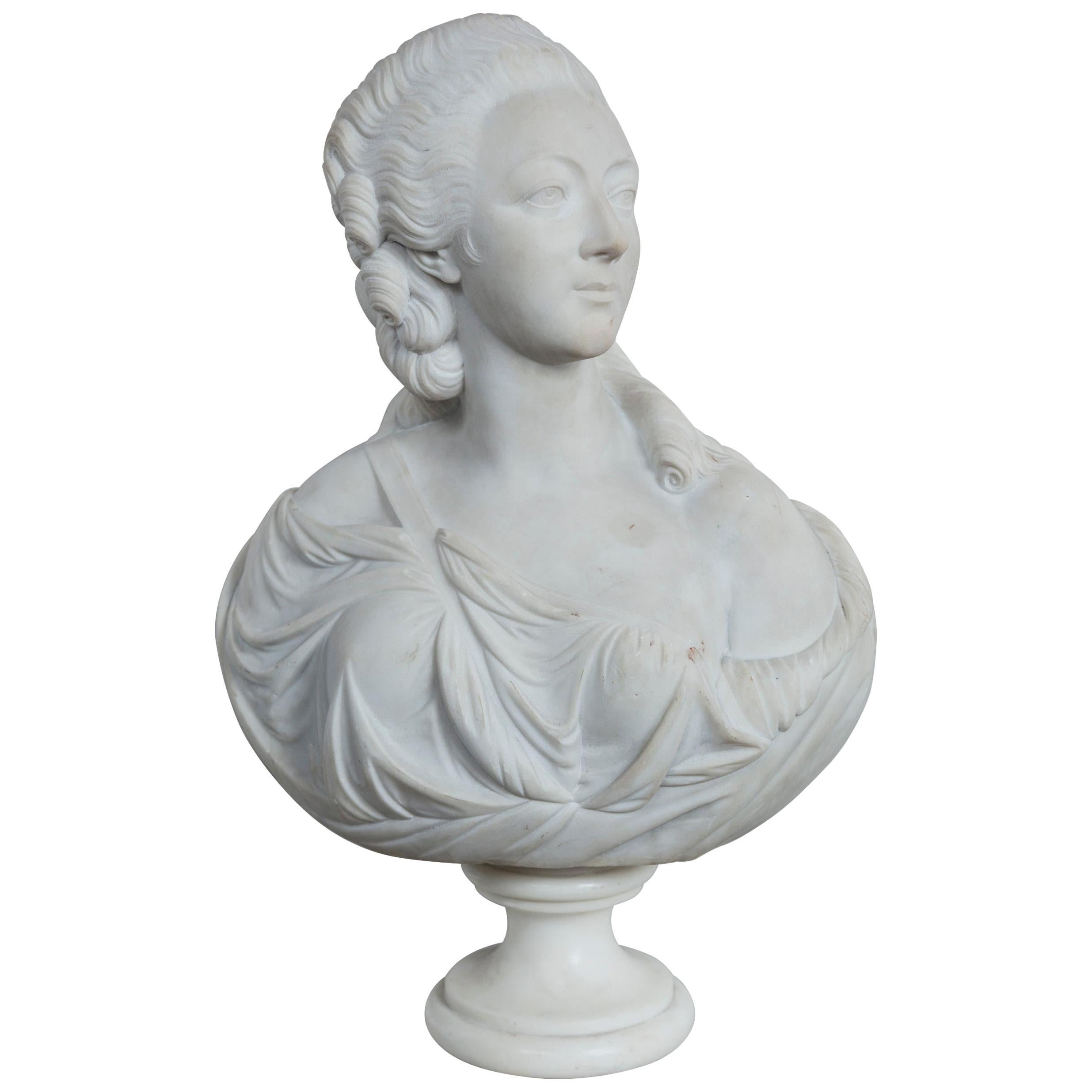 Marble Bust of an Elegant Lady For Sale