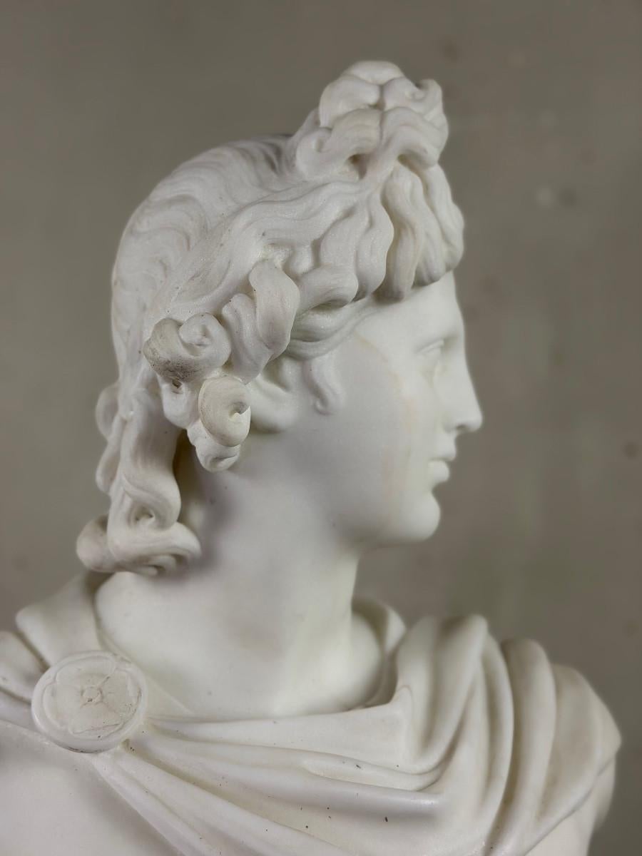 Busto di Apollo in marmo, 1880 circa in vendita 4