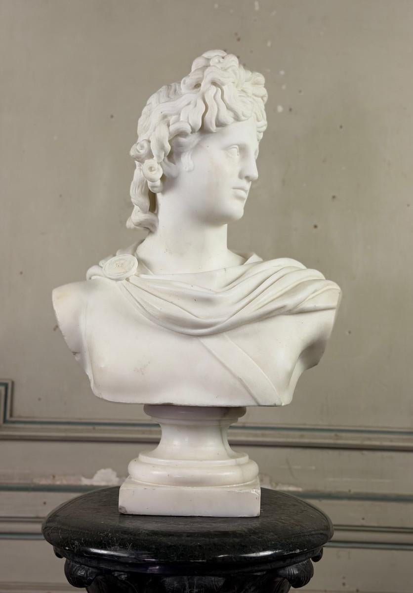 Busto di Apollo in marmo, 1880 circa in vendita 5