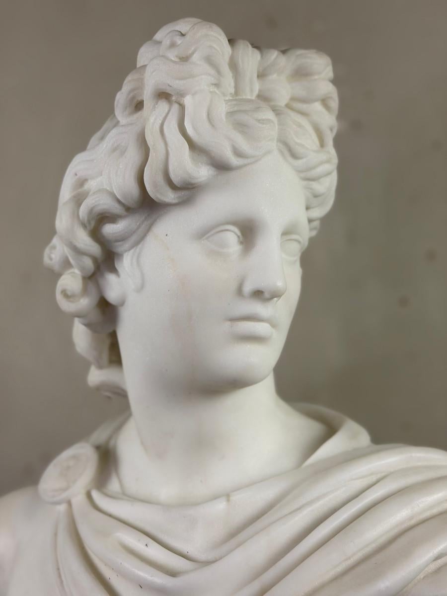 Francese Busto di Apollo in marmo, 1880 circa in vendita