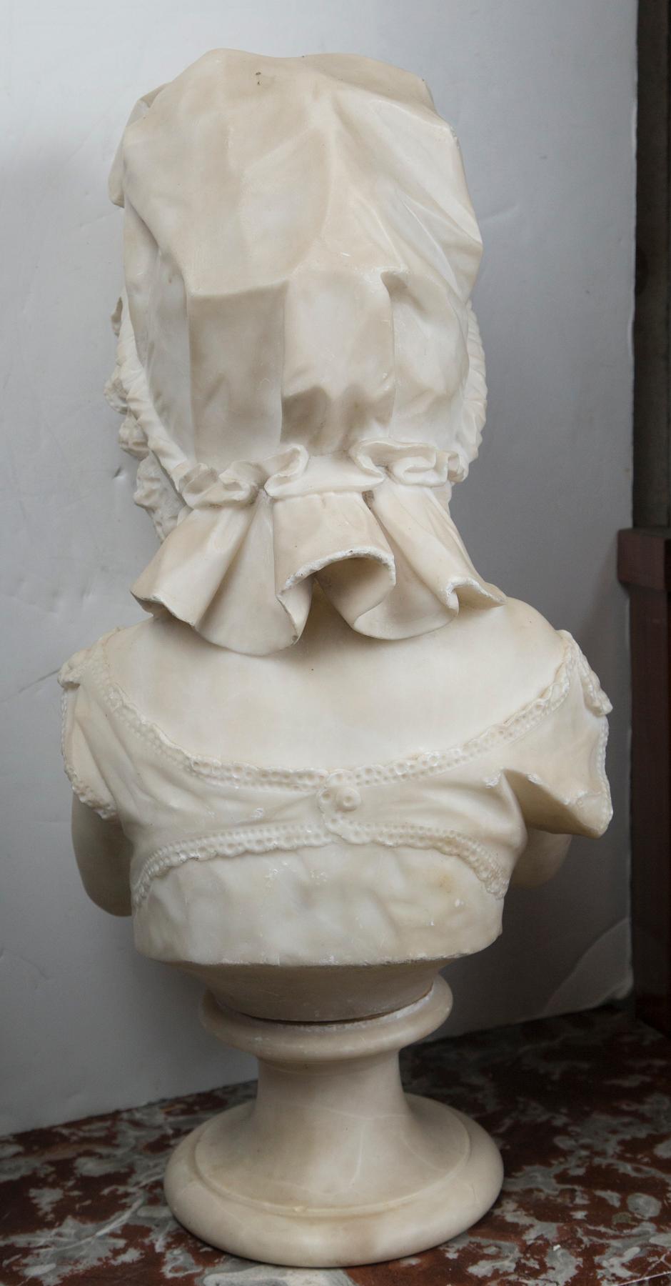 Marble Bust of Child, Holding Flowers 3