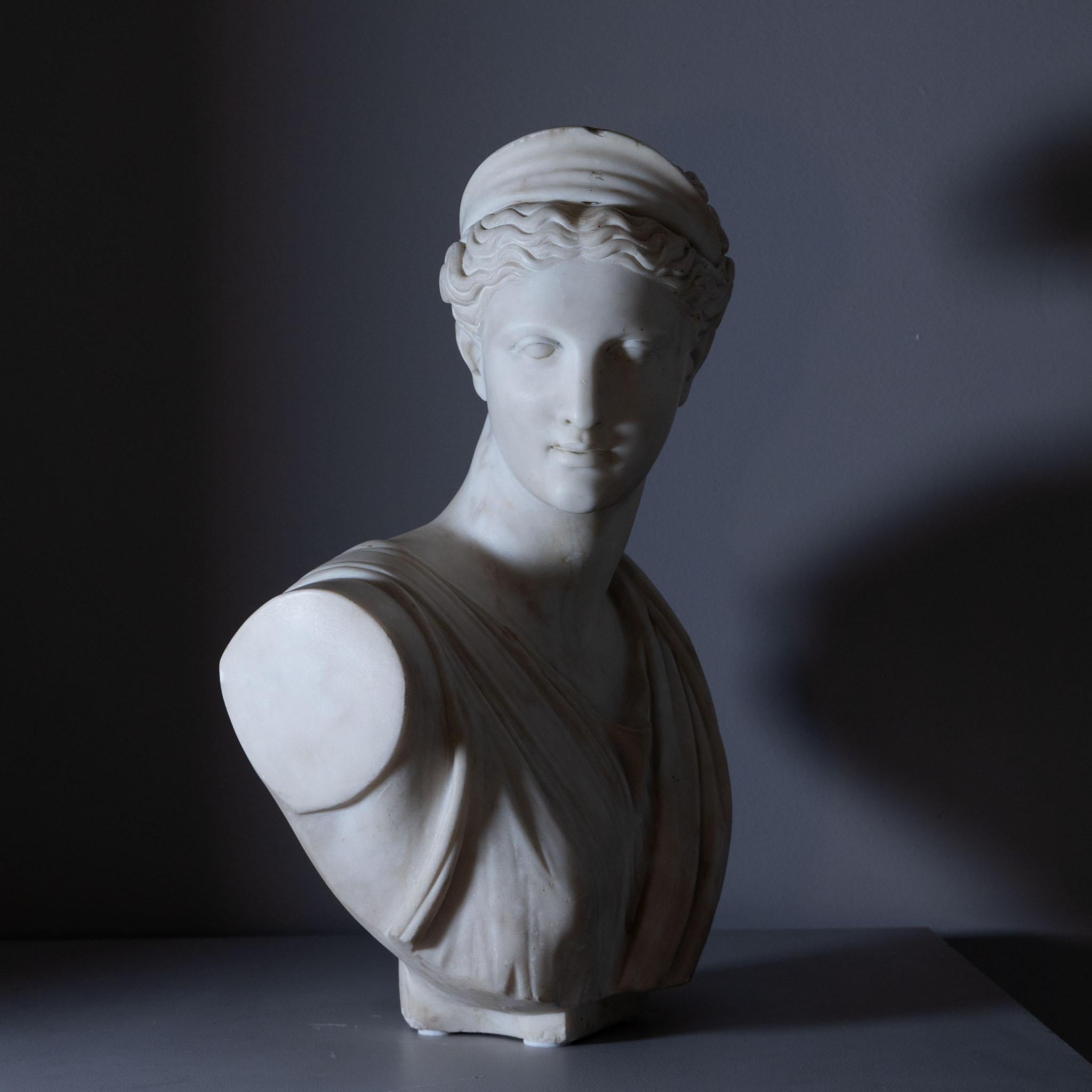 Early 20th Century Marble Bust of Diana by Ferdinand Vichi, circa 1900
