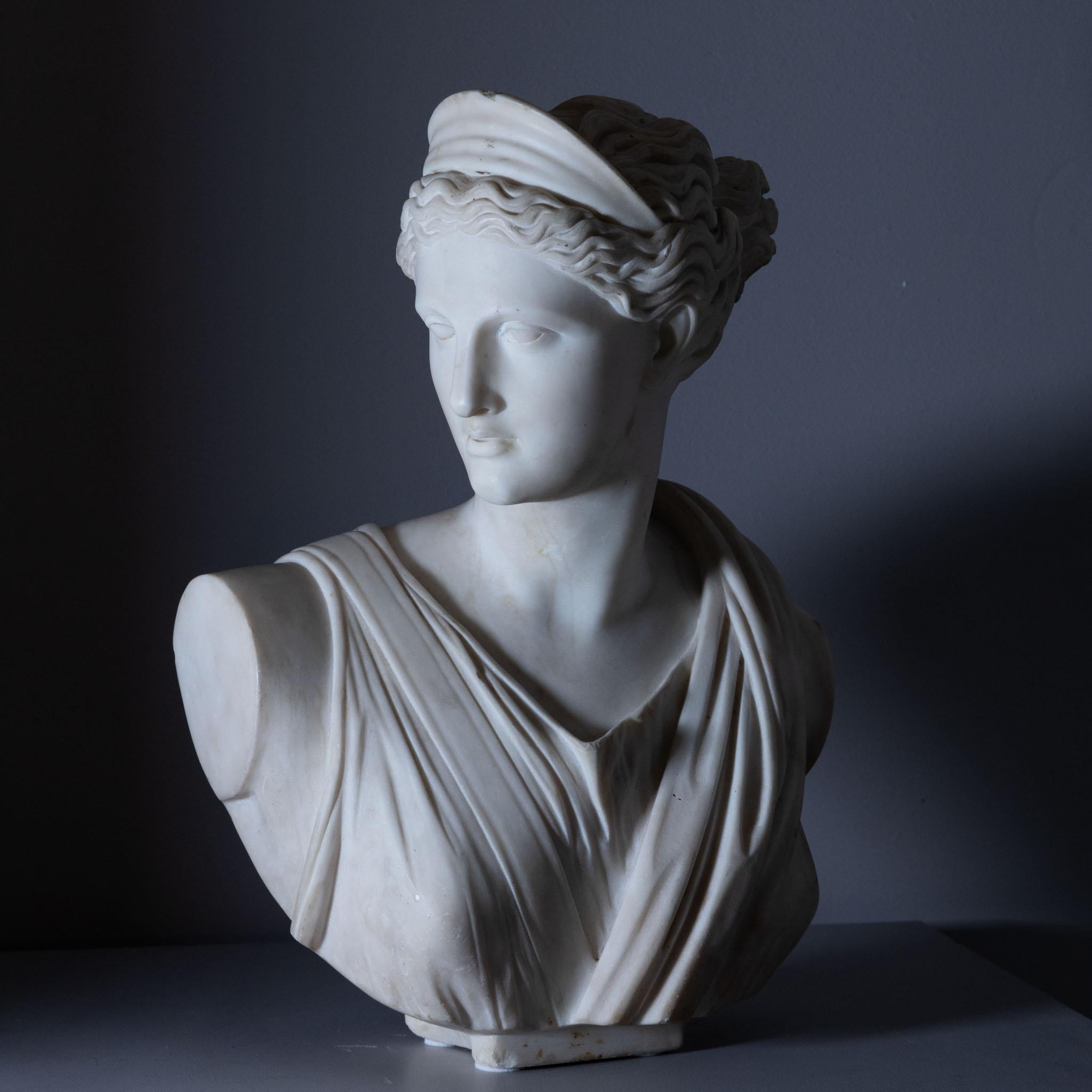 Marble Bust of Diana by Ferdinand Vichi, circa 1900 2