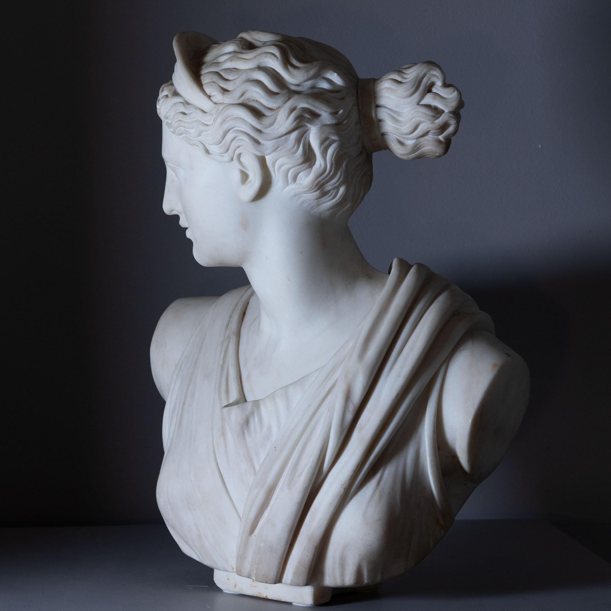 Marble Bust of Diana by Ferdinand Vichi, circa 1900 3