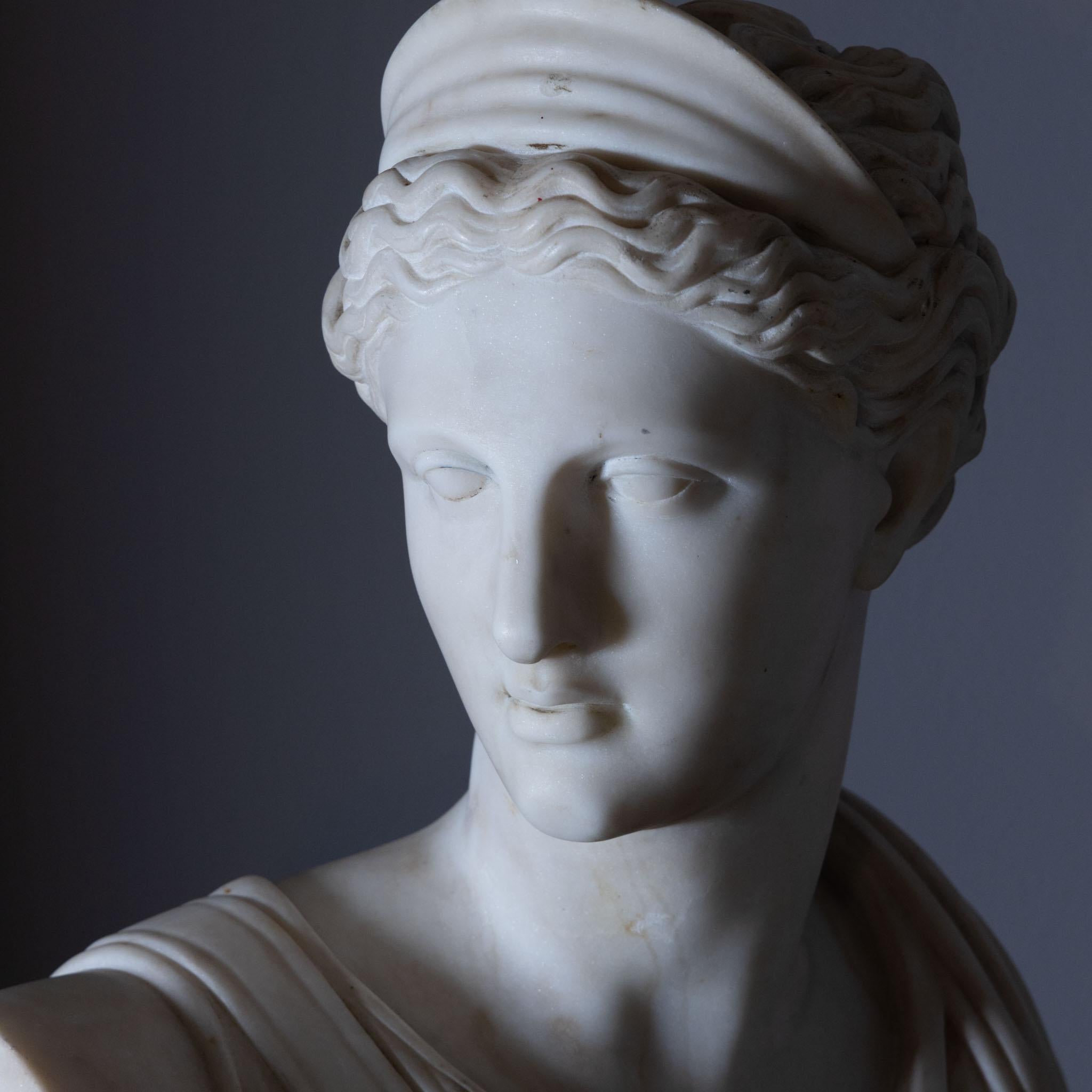 Marble Bust of Diana by Ferdinand Vichi, circa 1900 6