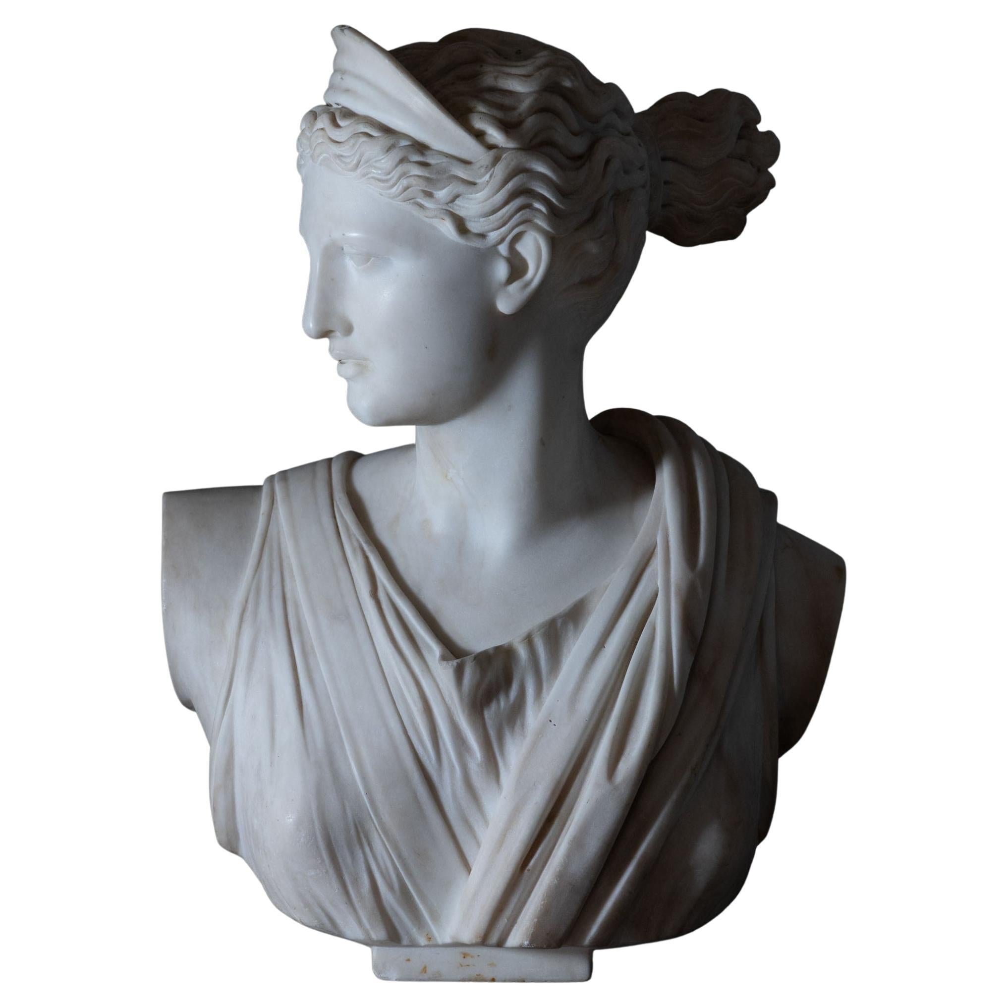 Marble Bust of Diana by Ferdinand Vichi, circa 1900