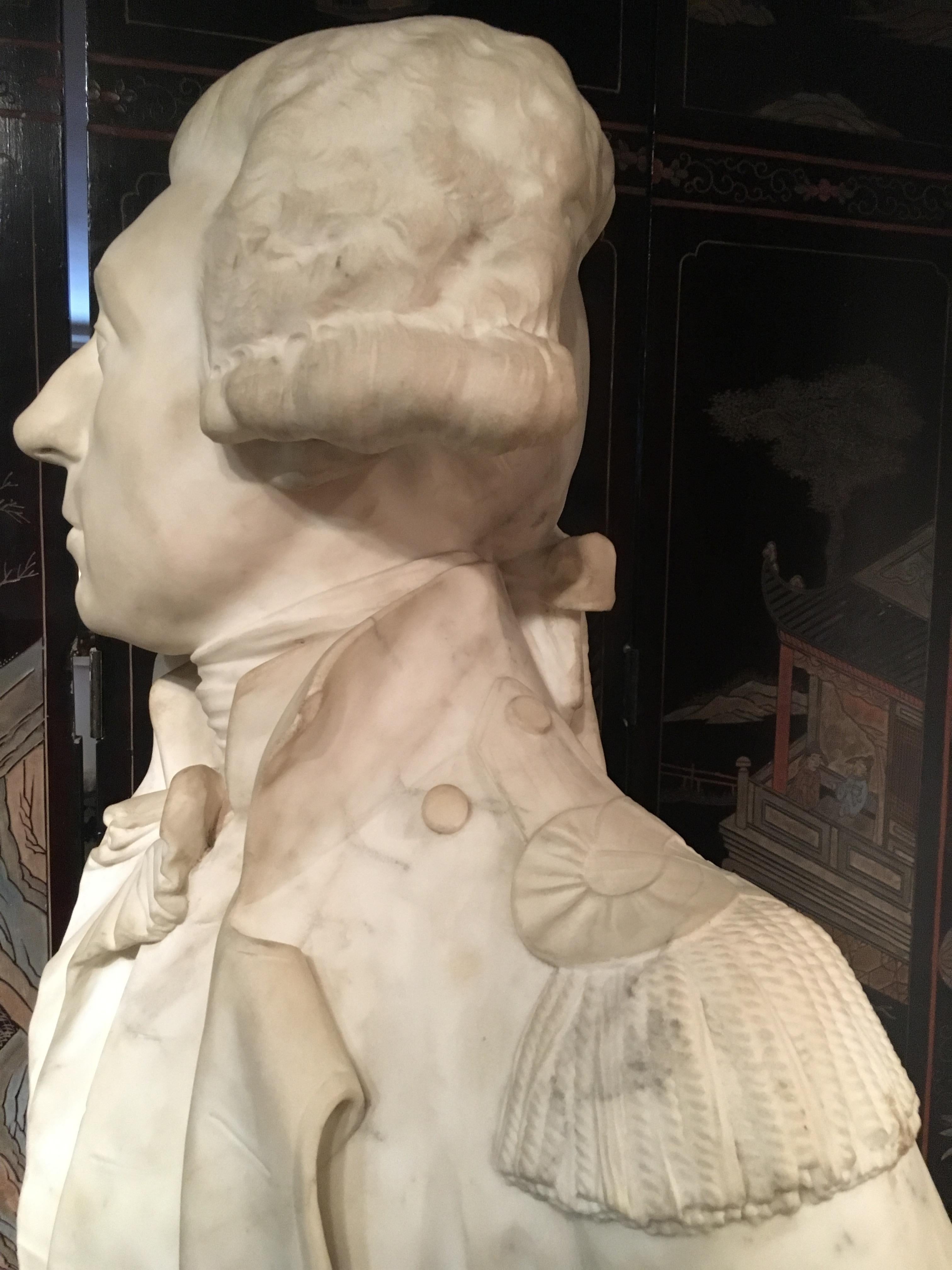 Marble Bust of General La Fayette, circa 1835 For Sale 3