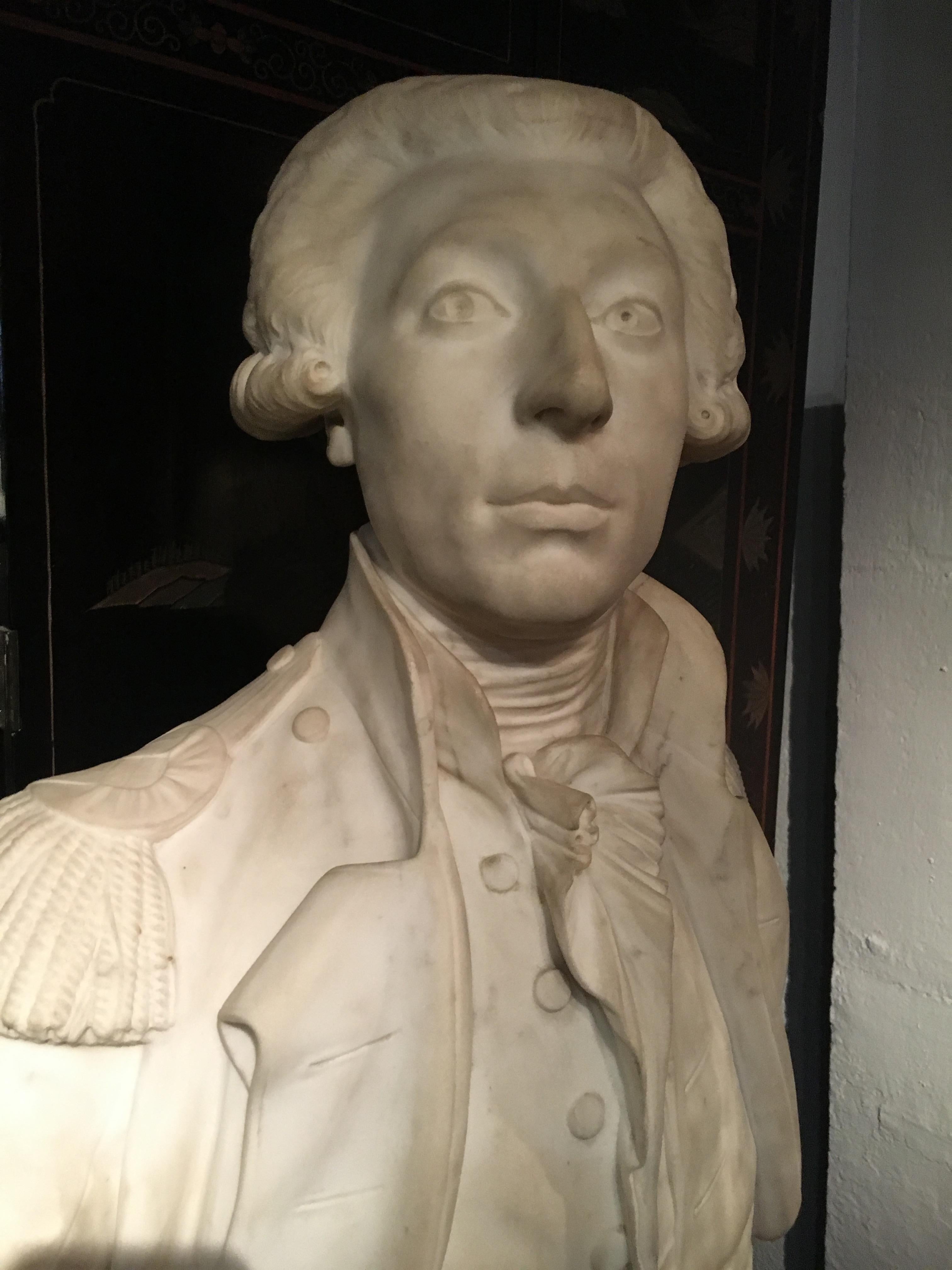 French Marble Bust of General La Fayette, circa 1835 For Sale