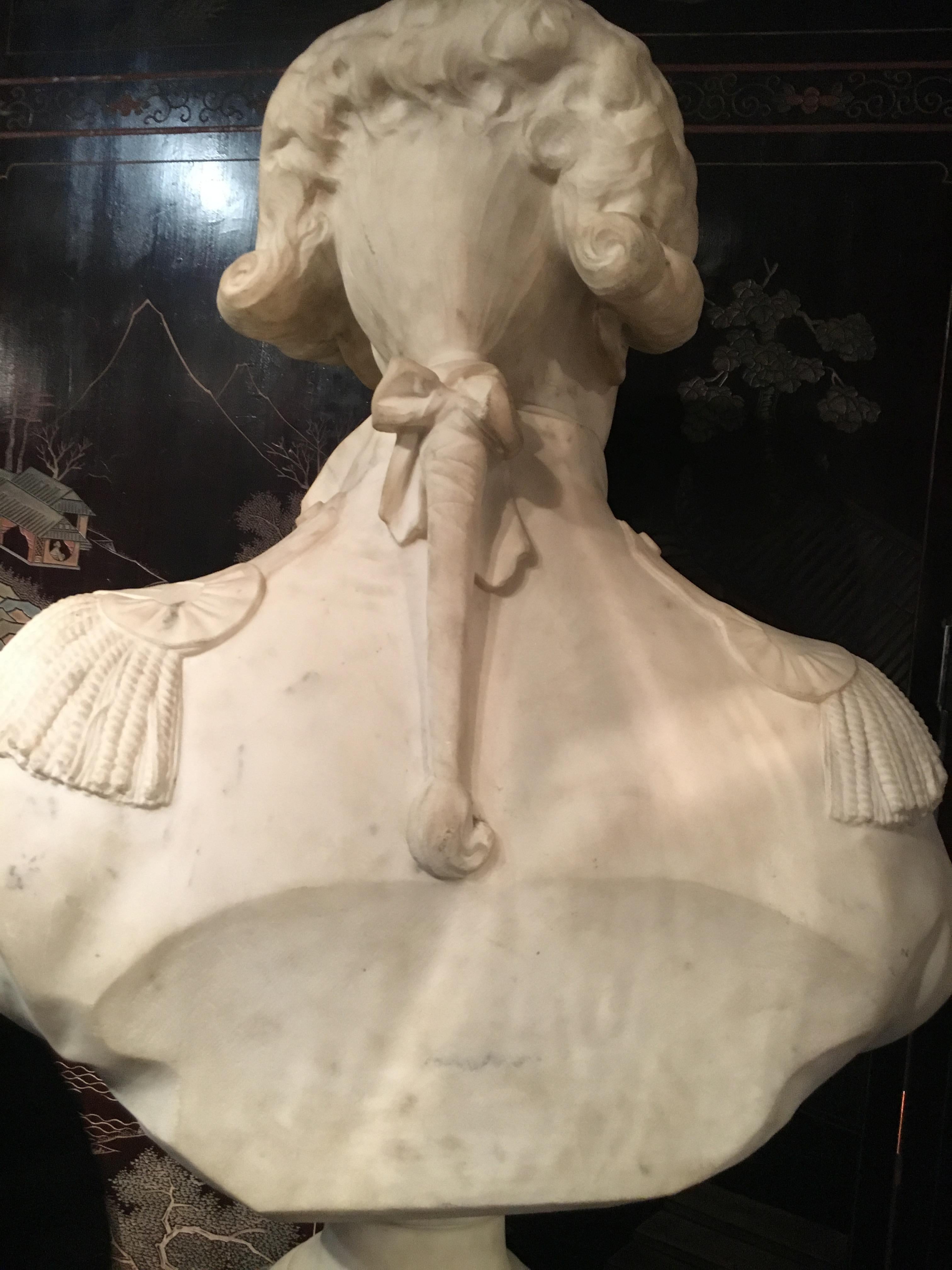 19th Century Marble Bust of General La Fayette, circa 1835 For Sale