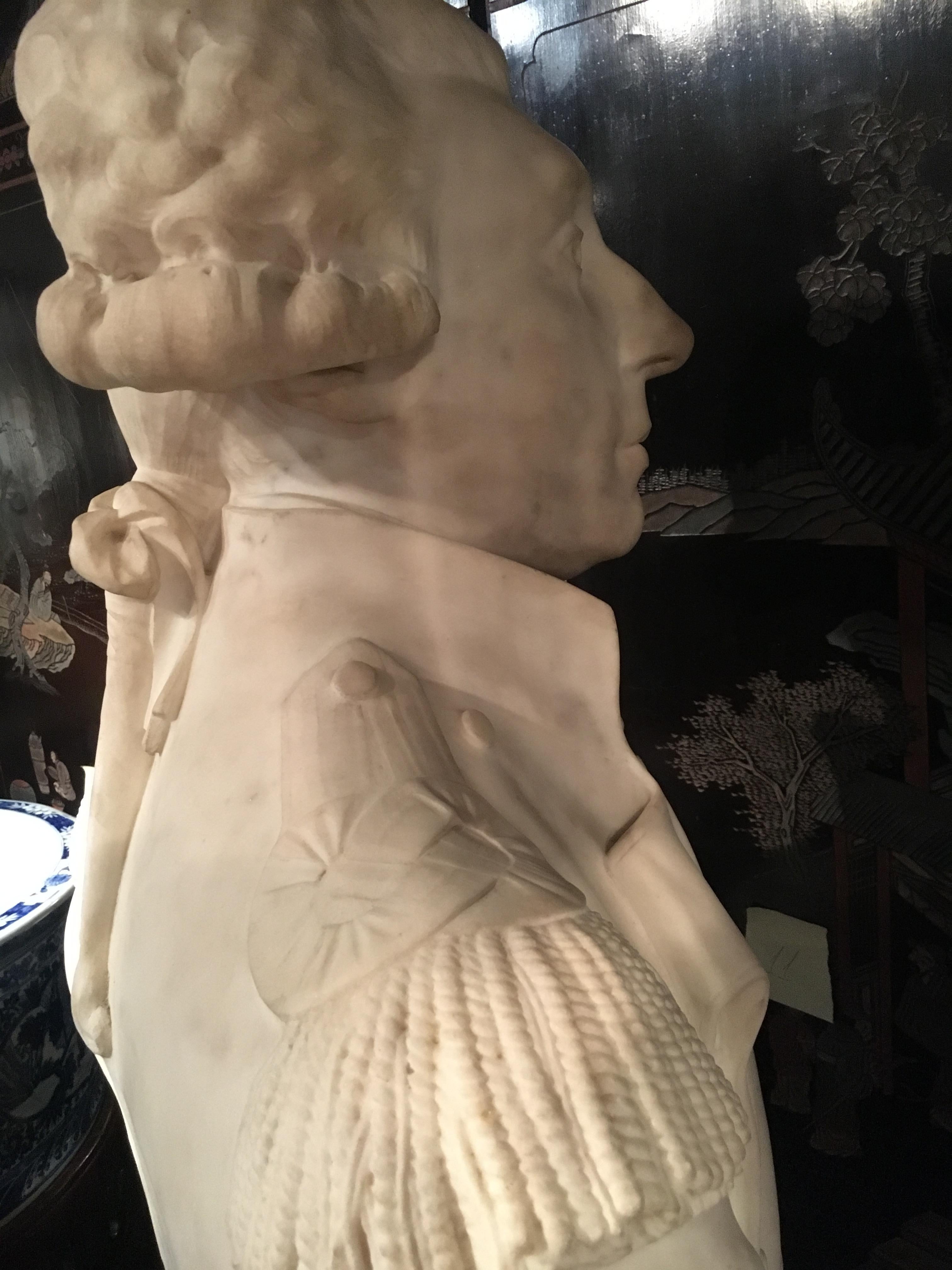 Marble Bust of General La Fayette, circa 1835 For Sale 2