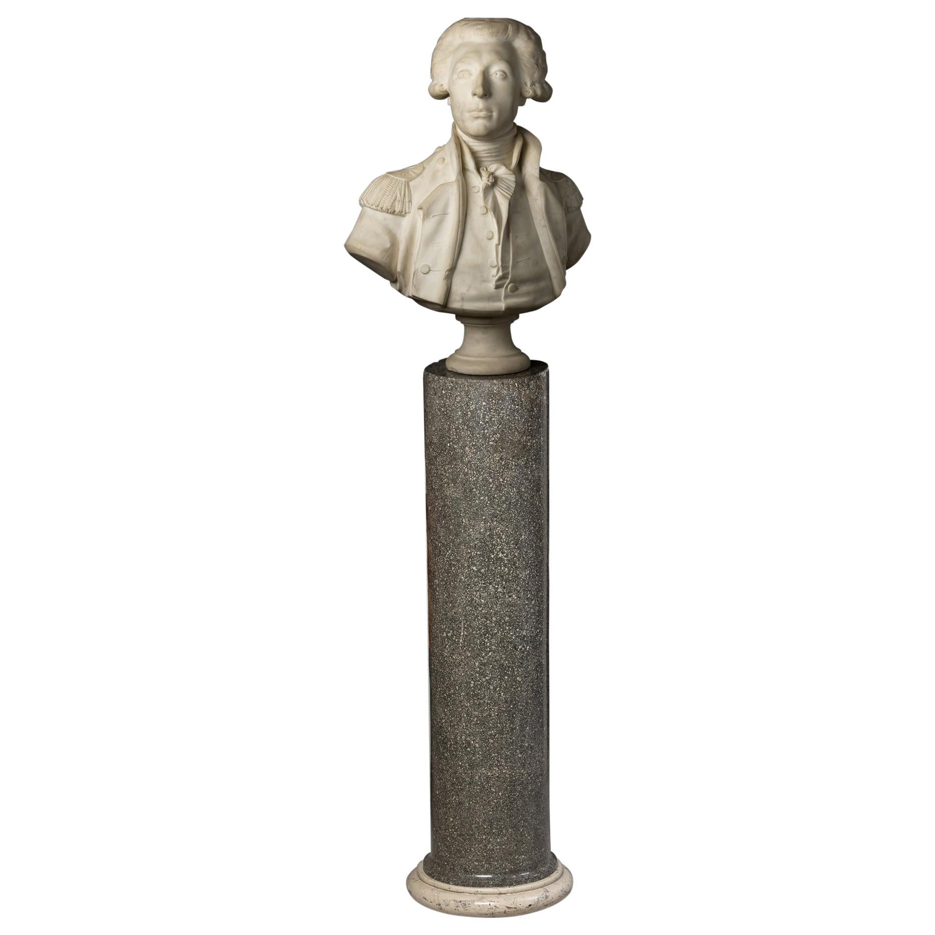 Marble Bust of General La Fayette, circa 1835 For Sale