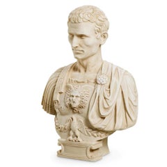 Marble Bust of Julius Caesar, Patinated Marble, Contemporary Work.