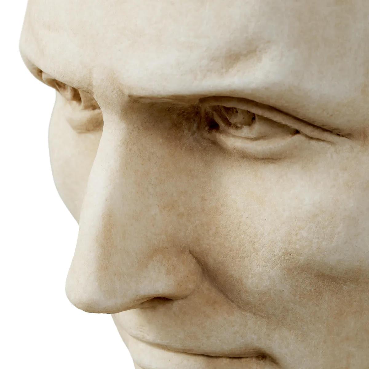Modern Marble Bust of Julius Caesar, Patinated Marble, Contemporary Work. For Sale