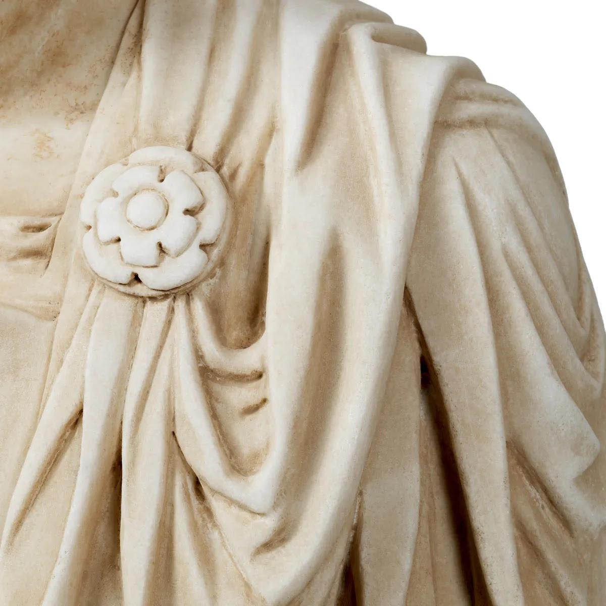 European Marble Bust of Julius Caesar, Patinated Marble, Contemporary Work. For Sale