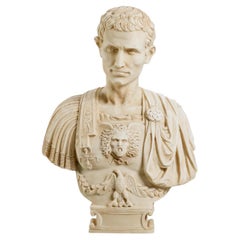 Busto in marmo di Giulio Cesare, Marmo patinato, Opera contemporanea.