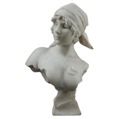 Buste en marbre de "La fille de Bohême" par Emmanuel Villanis