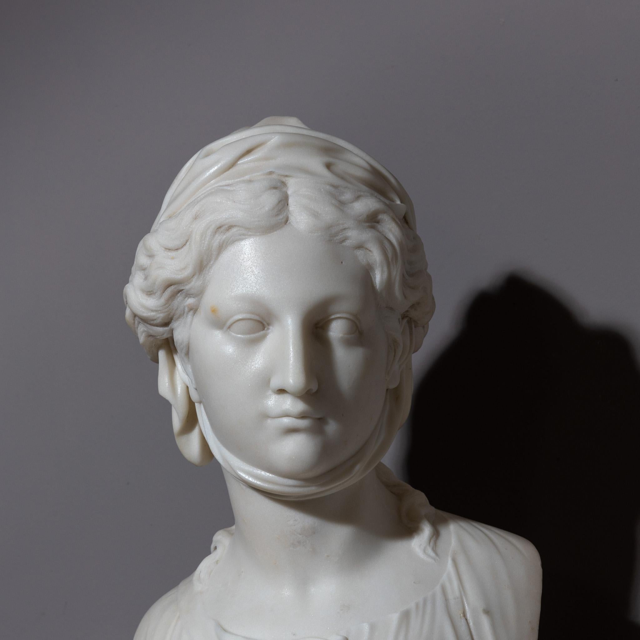 Neoclassical Marble Bust of La Zingara, circa 1800 For Sale