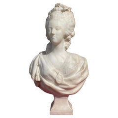 Marmorbüste von Marie-Antoinette, Höhe 81 cm, XIX. Jahrhundert, Marmor