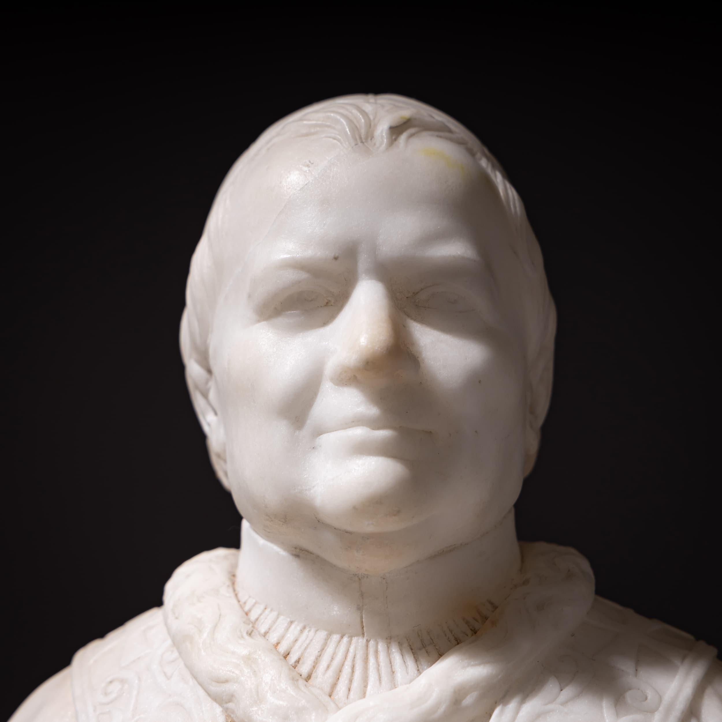 Busto de mármol del papa Pío IX sobre base serpentina, Roma, hacia 1846/47 Mediados del siglo XIX en venta