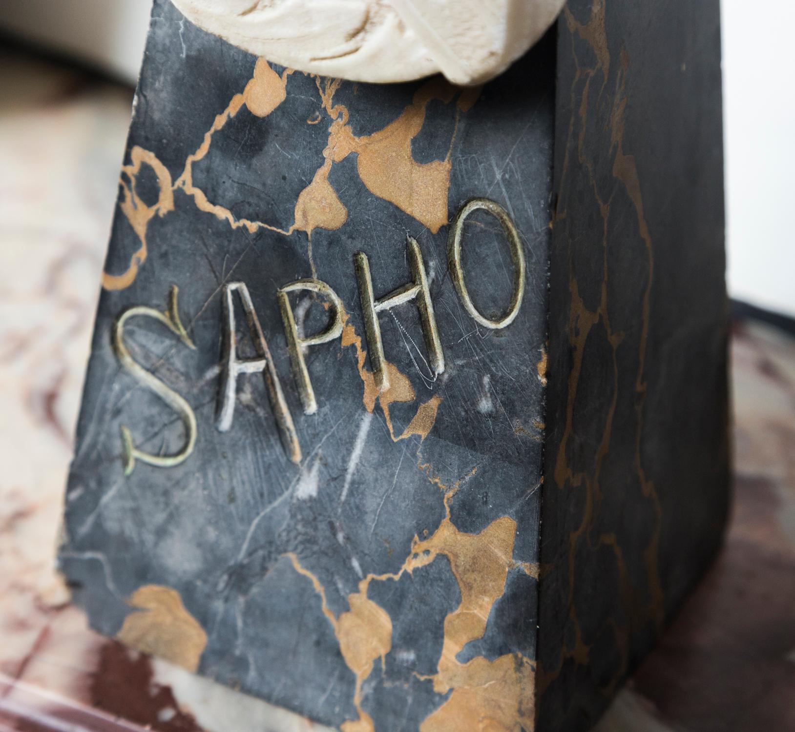 Marble Bust of Sapho In Distressed Condition For Sale In Woodbury, CT