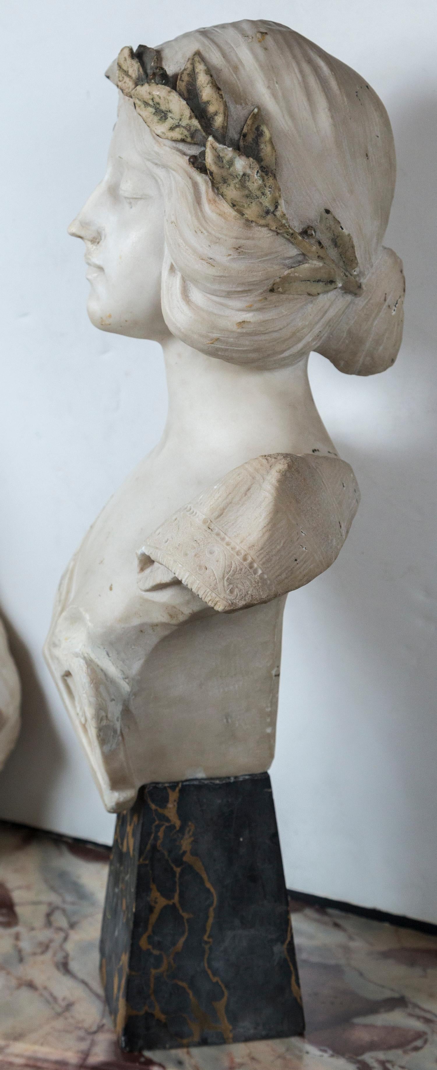 19th Century Marble Bust of Sapho For Sale