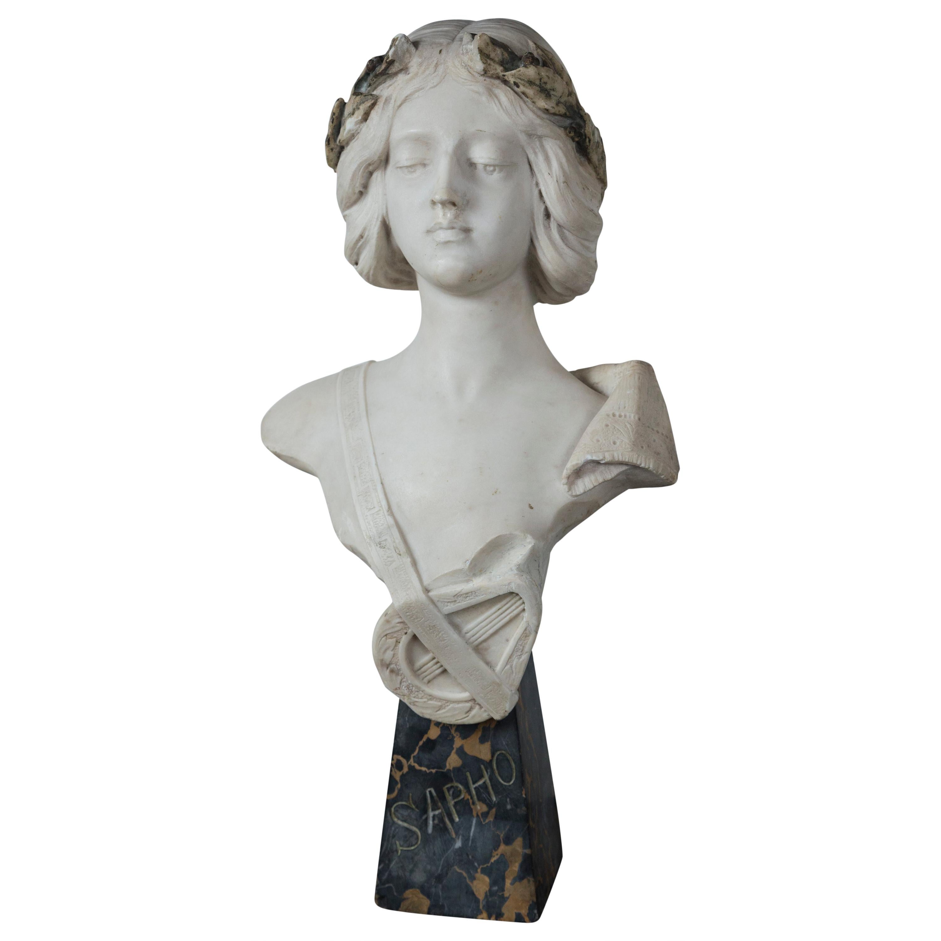 Marble Bust of Sapho For Sale