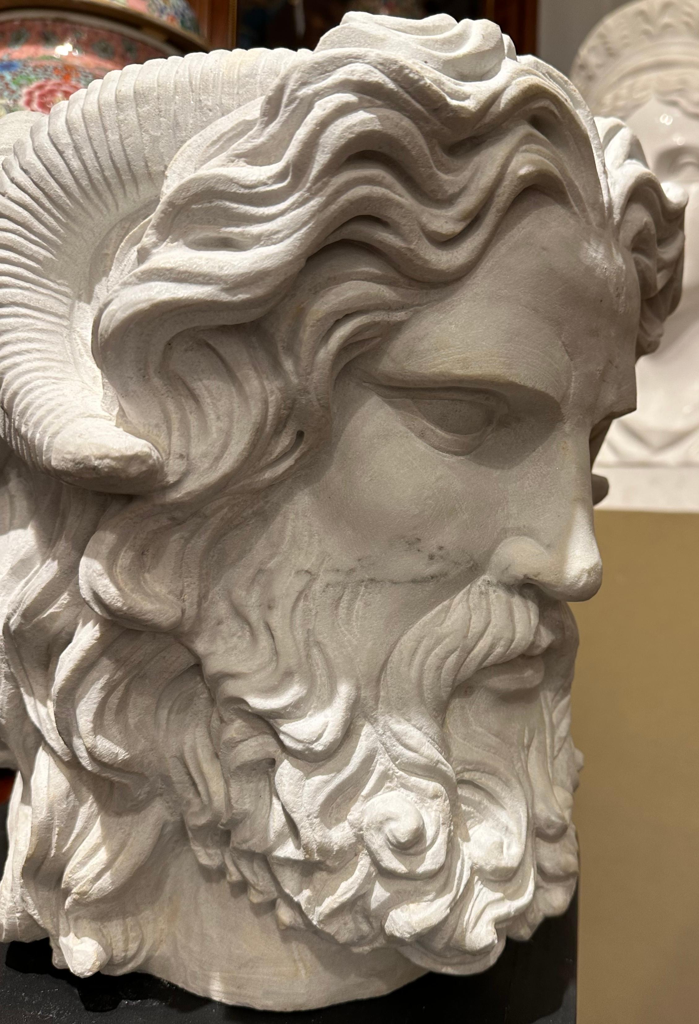 European Marble Bust of The Roman God Janus For Sale