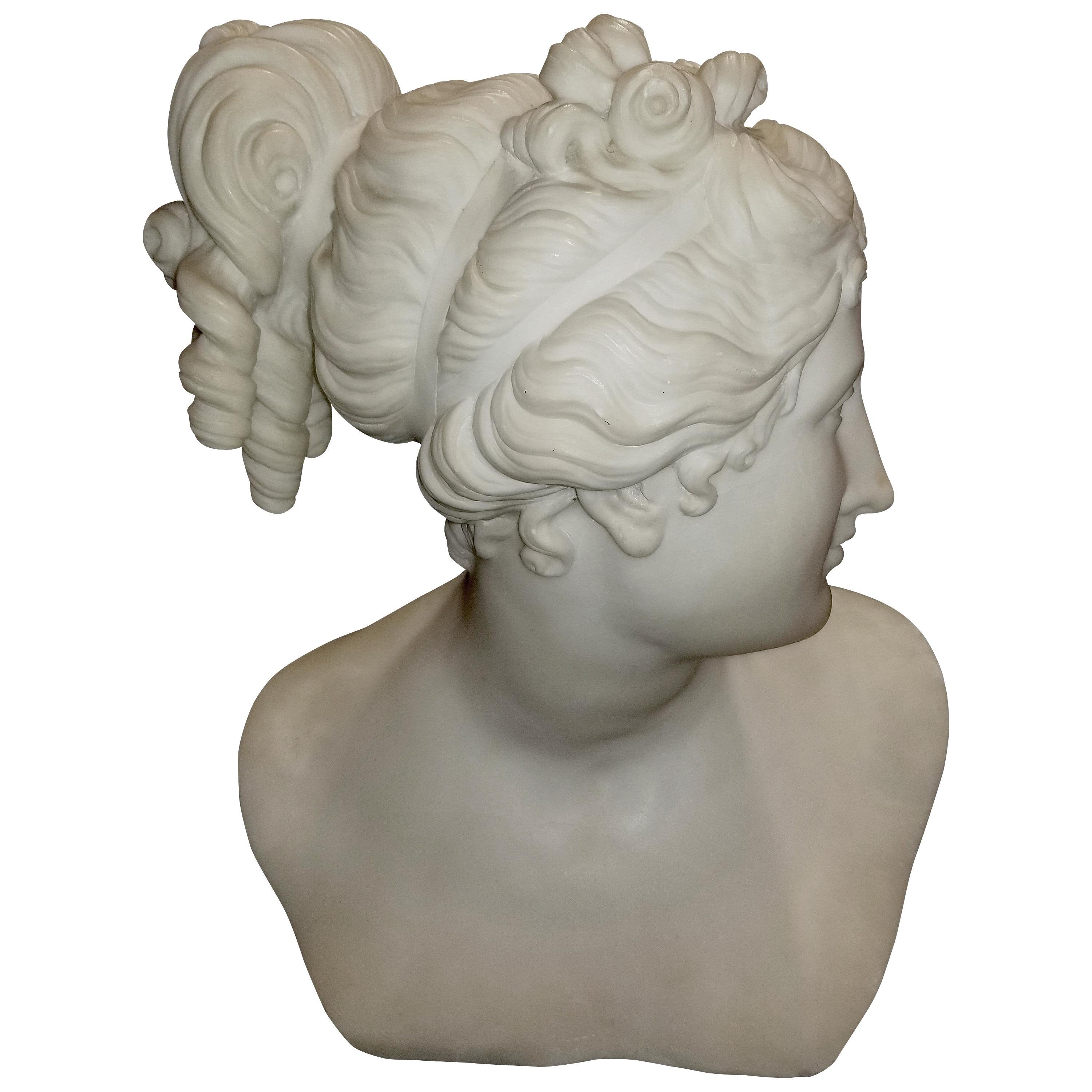 Marble Bust of Venus after Antonio Canova, Signed Pietro Bazzanti, Florence