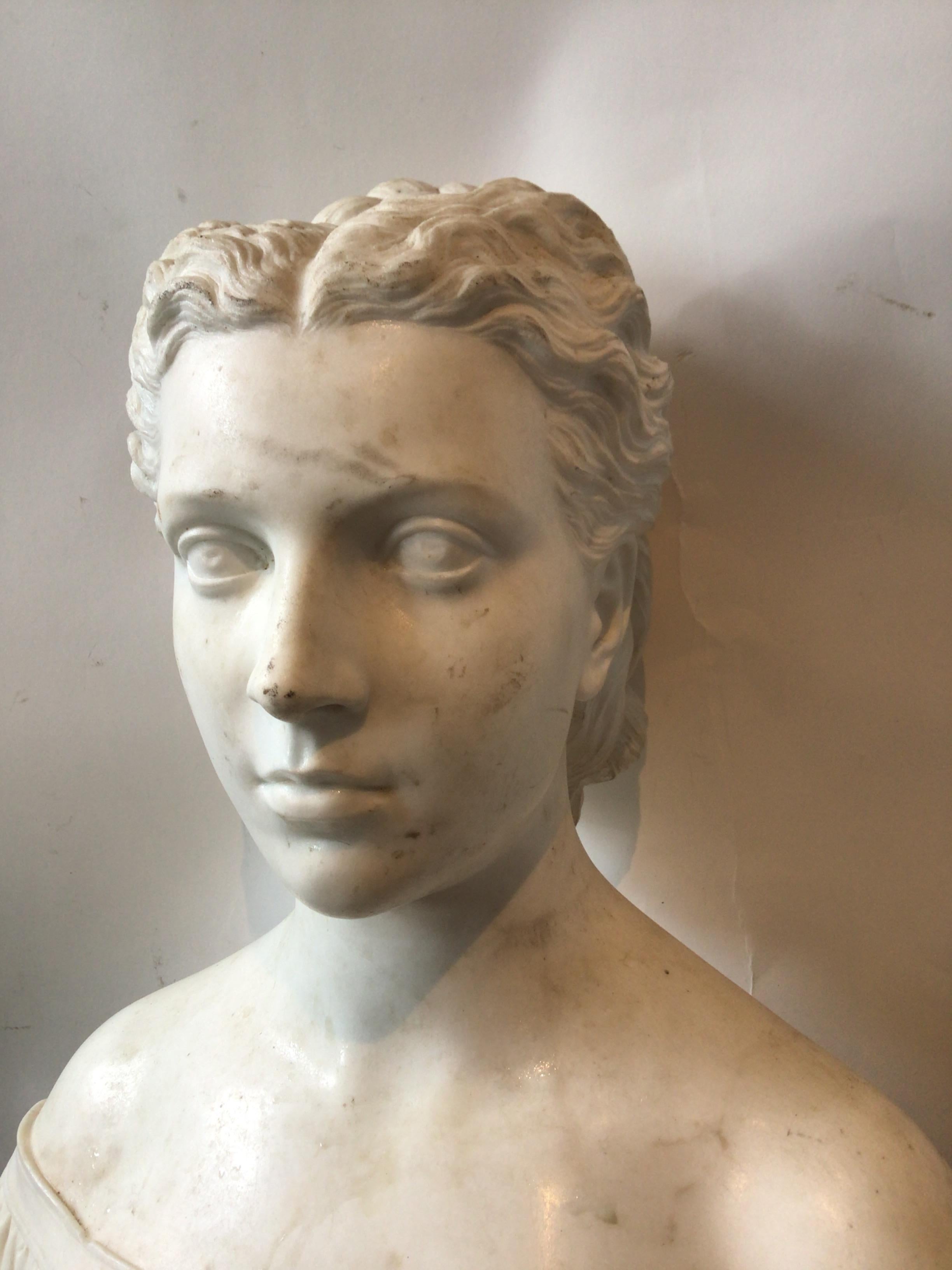 Marble Bust of Woman by Pietro Bazzanti For Sale 3