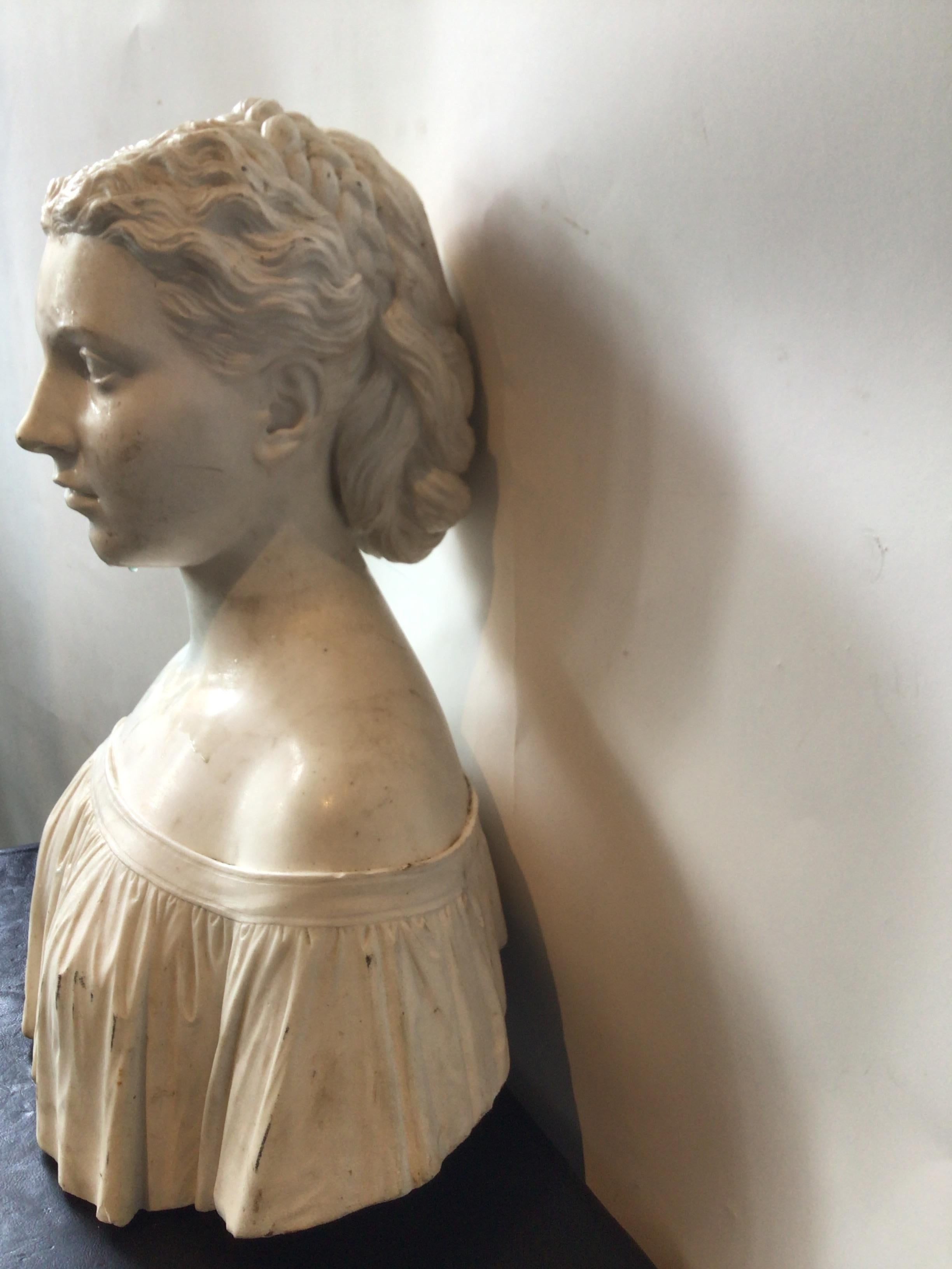 Marble Bust of Woman by Pietro Bazzanti In Good Condition For Sale In Tarrytown, NY