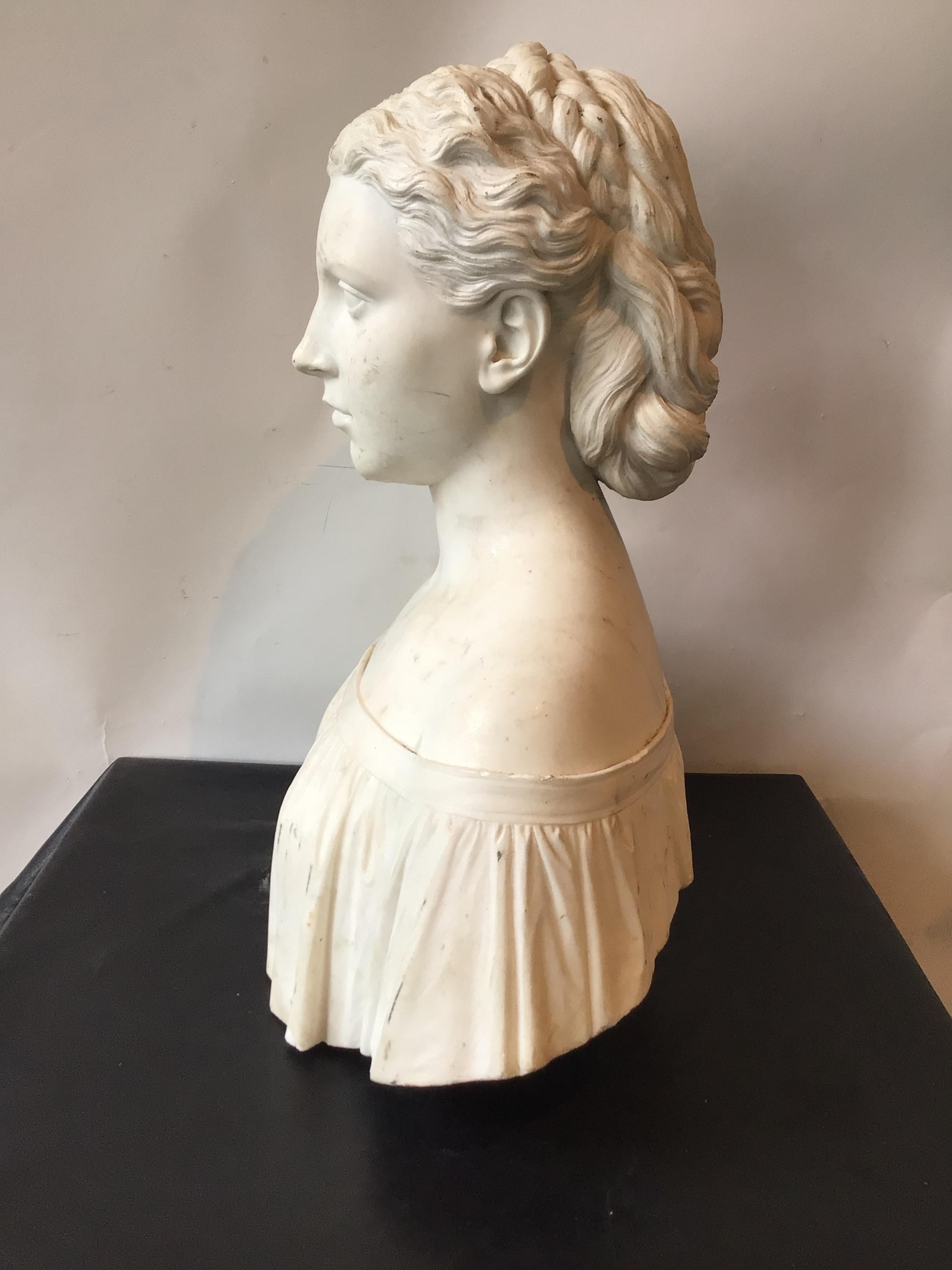 Late 19th Century Marble Bust of Woman by Pietro Bazzanti For Sale