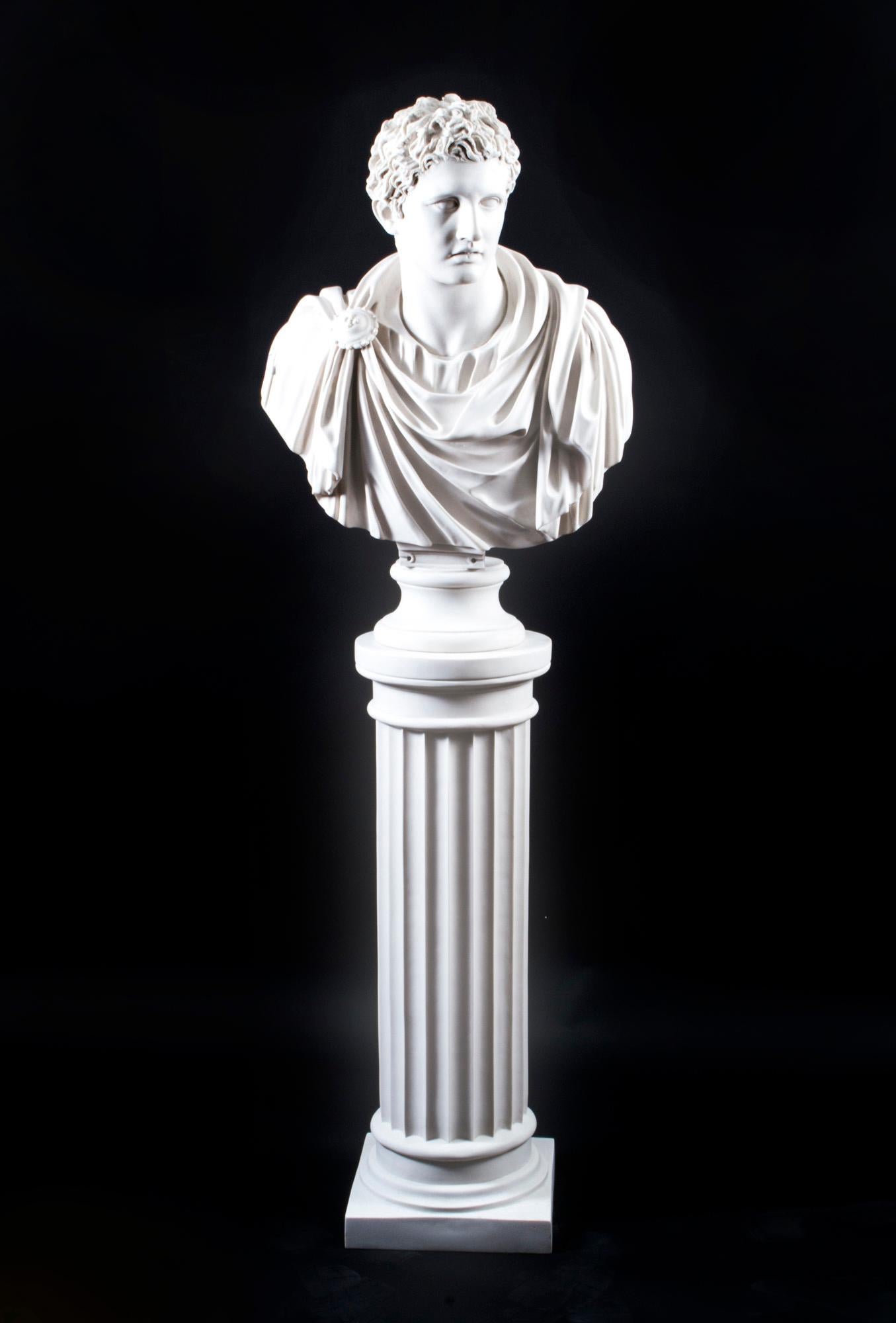 Marble Bust on Pedestal Roman Emperor Marc Anthony 9