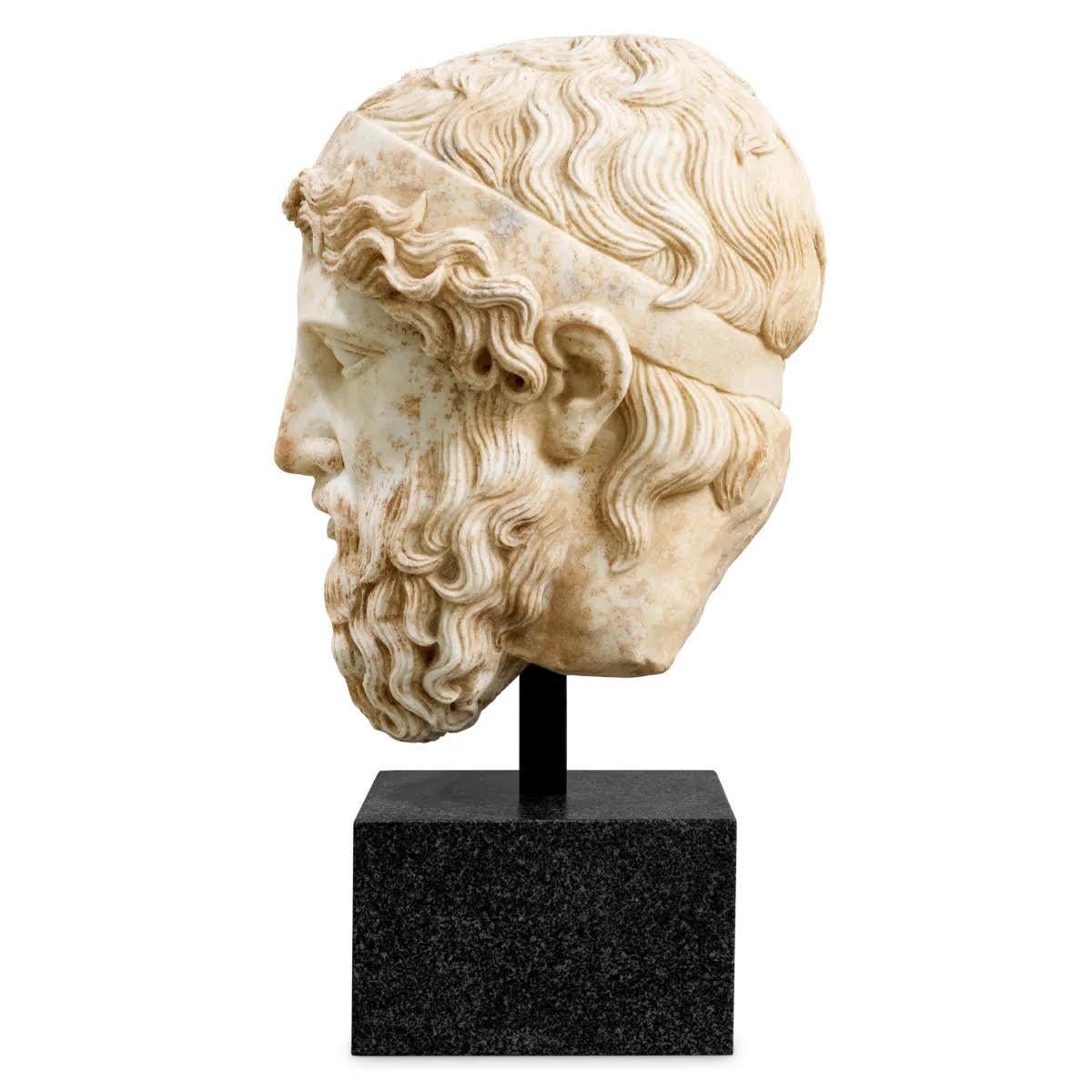 Marble Bust Representing Hermes, Patinated Marble, Contemporary Work. In New Condition For Sale In Saint-Ouen, FR