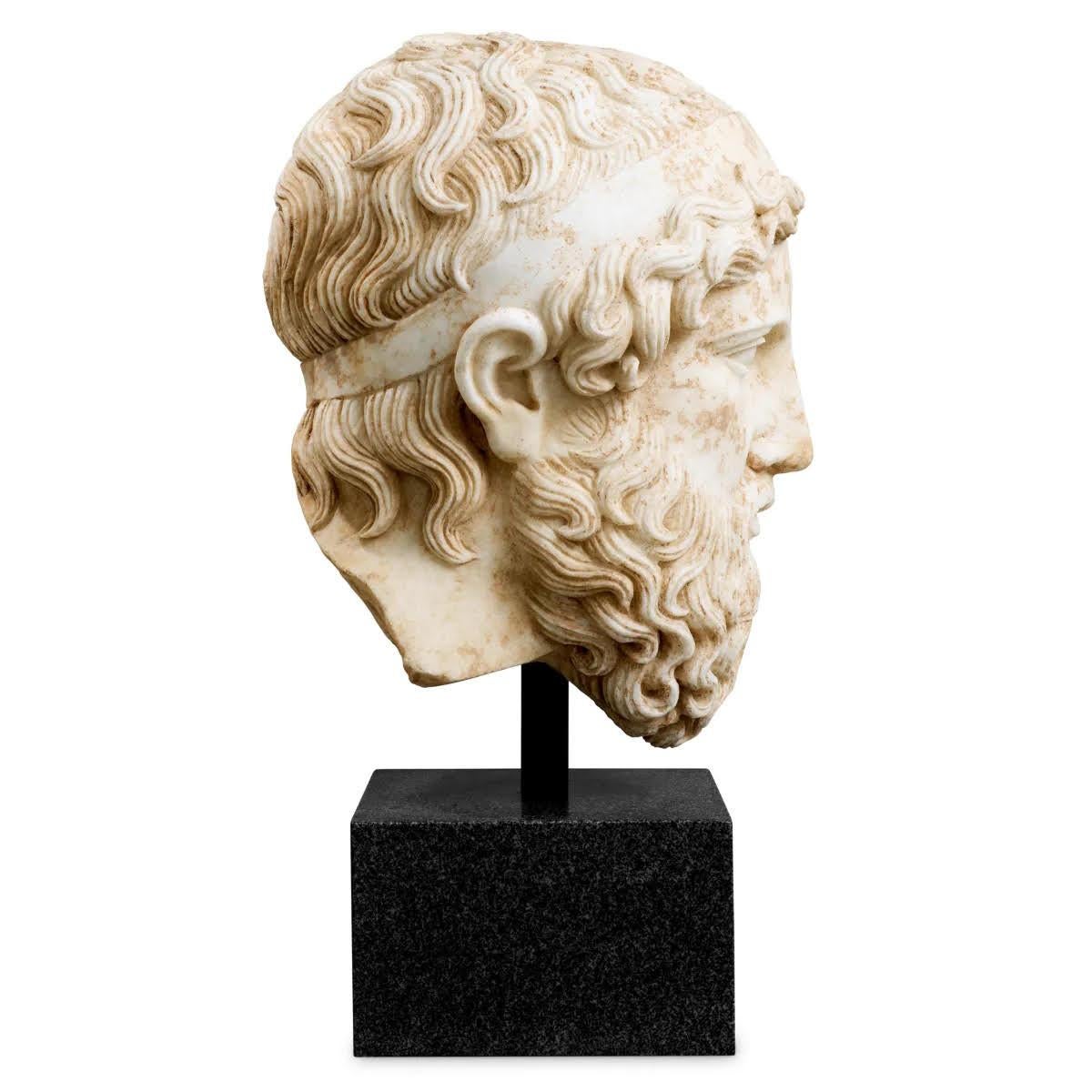 Marble Bust Representing Hermes, Patinated Marble, Contemporary Work. For Sale 1