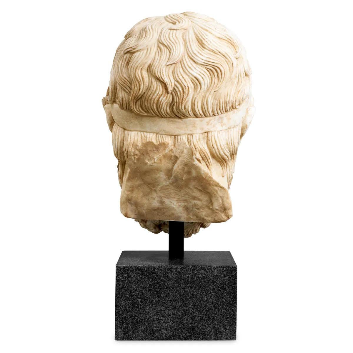 Marble Bust Representing Hermes, Patinated Marble, Contemporary Work. For Sale 2
