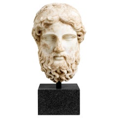 Marble Bust Representing Hermes, Patinated Marble, Contemporary Work.