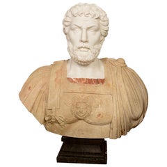 Marble Bust, Roman Emperor, 20th Century