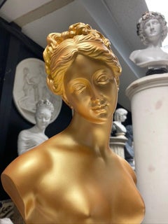 Marble Bust Sculpture of Venus in Gold Gilt, 20th Century