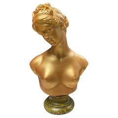 Marble Bust Sculpture of Venus in Gold Gilt, 20th Century