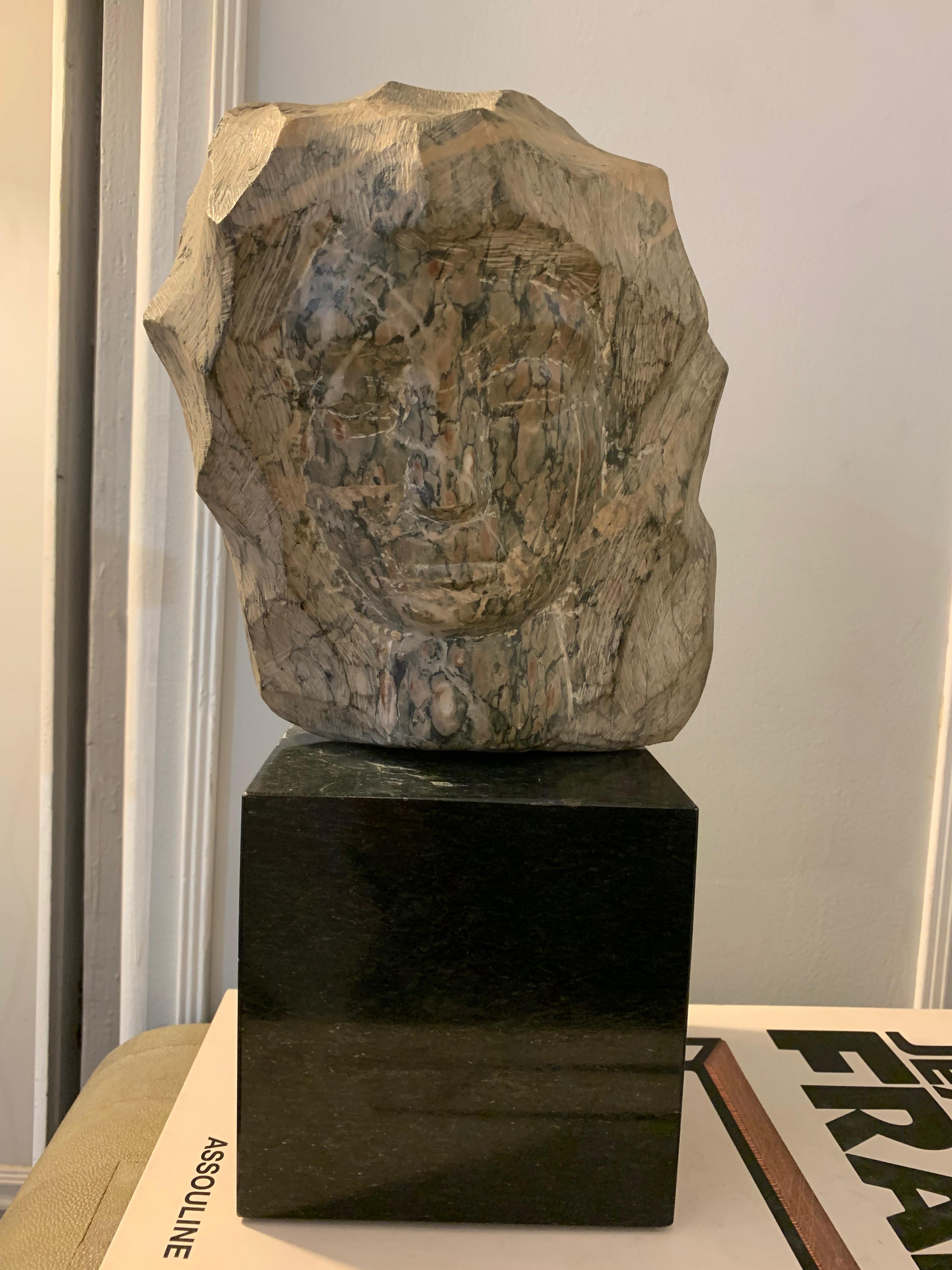 Marble Bust Sculpture on Granite Base Signed Simon For Sale 6