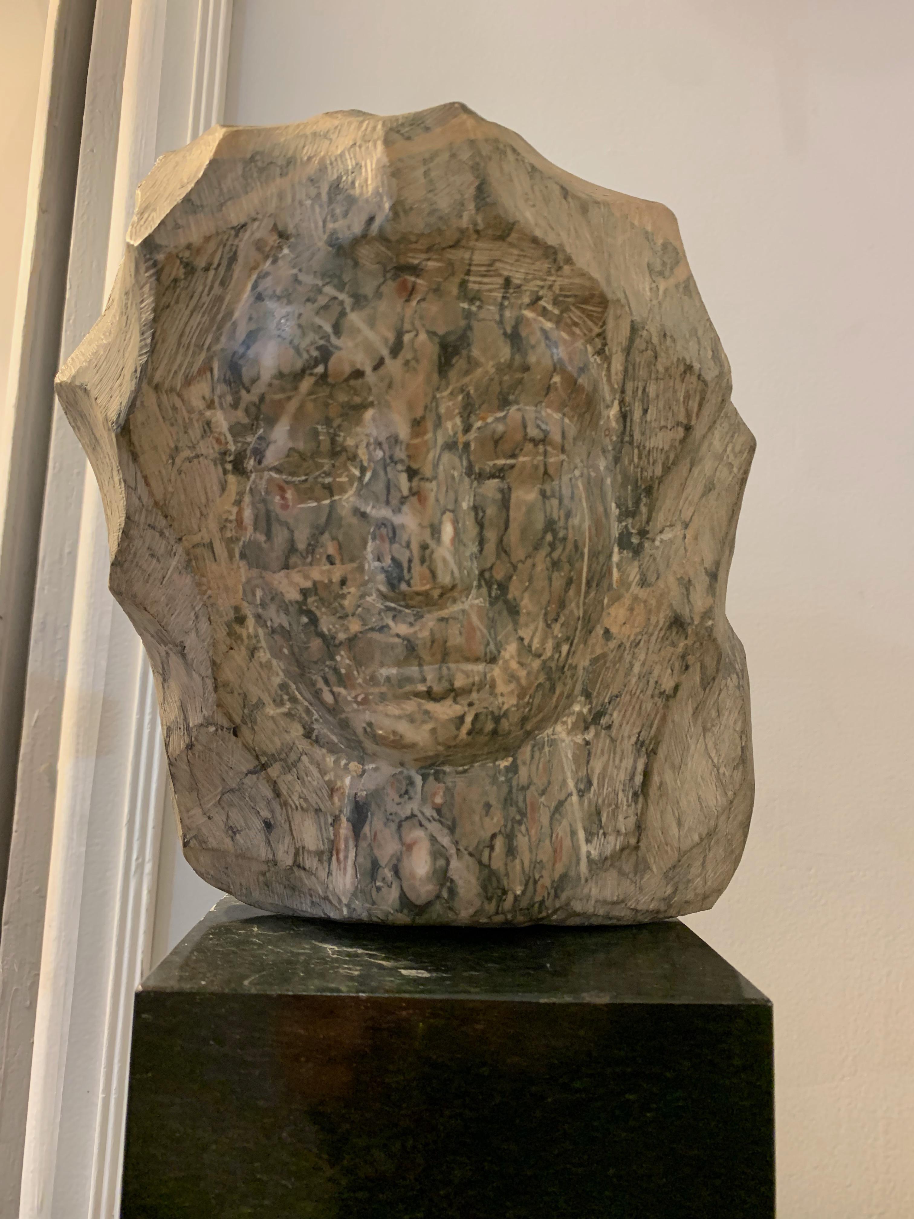 French Marble Bust Sculpture on Granite Base Signed Simon For Sale