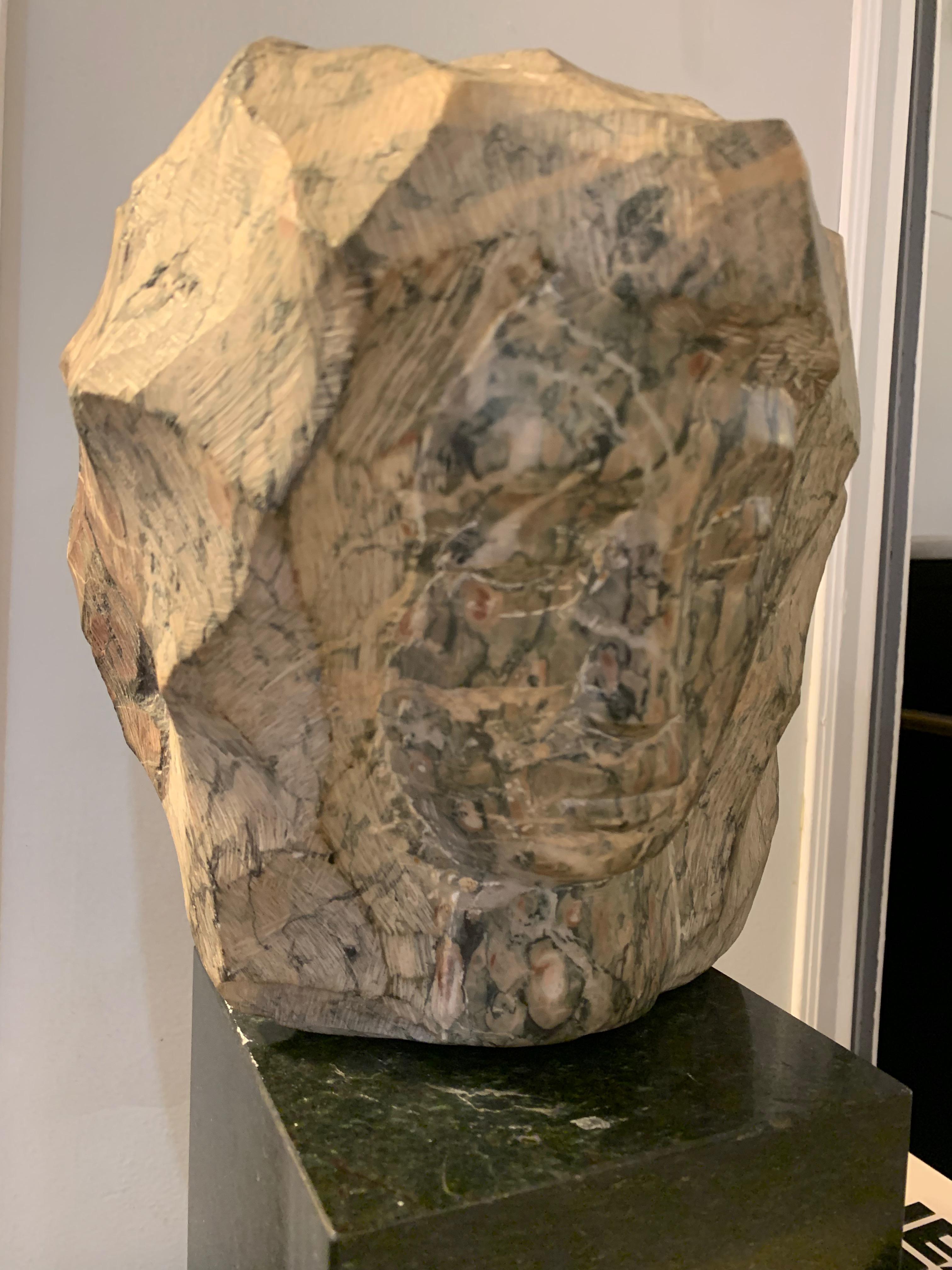 Marble Bust Sculpture on Granite Base Signed Simon For Sale 2