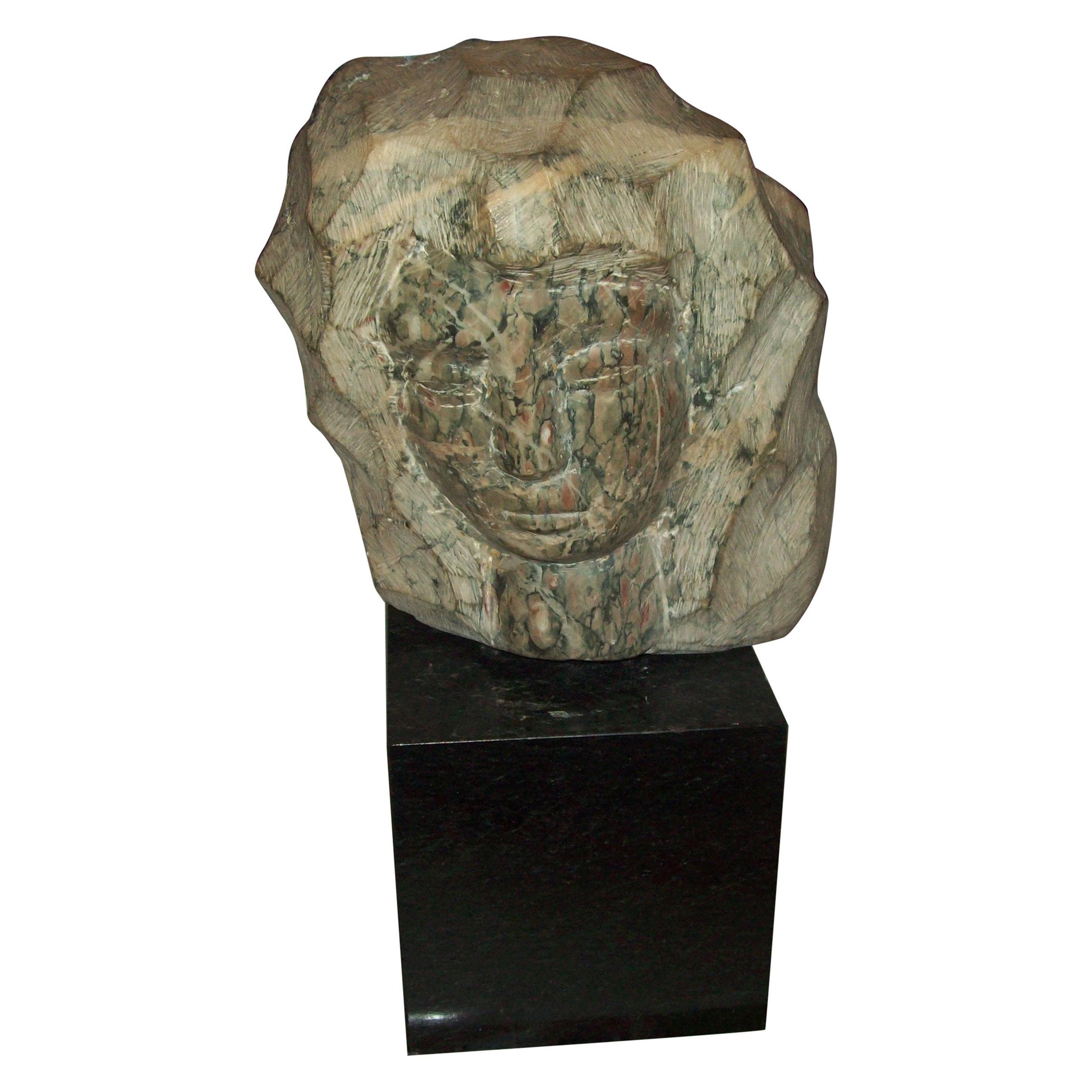 Marble Bust Sculpture on Granite Base Signed Simon For Sale