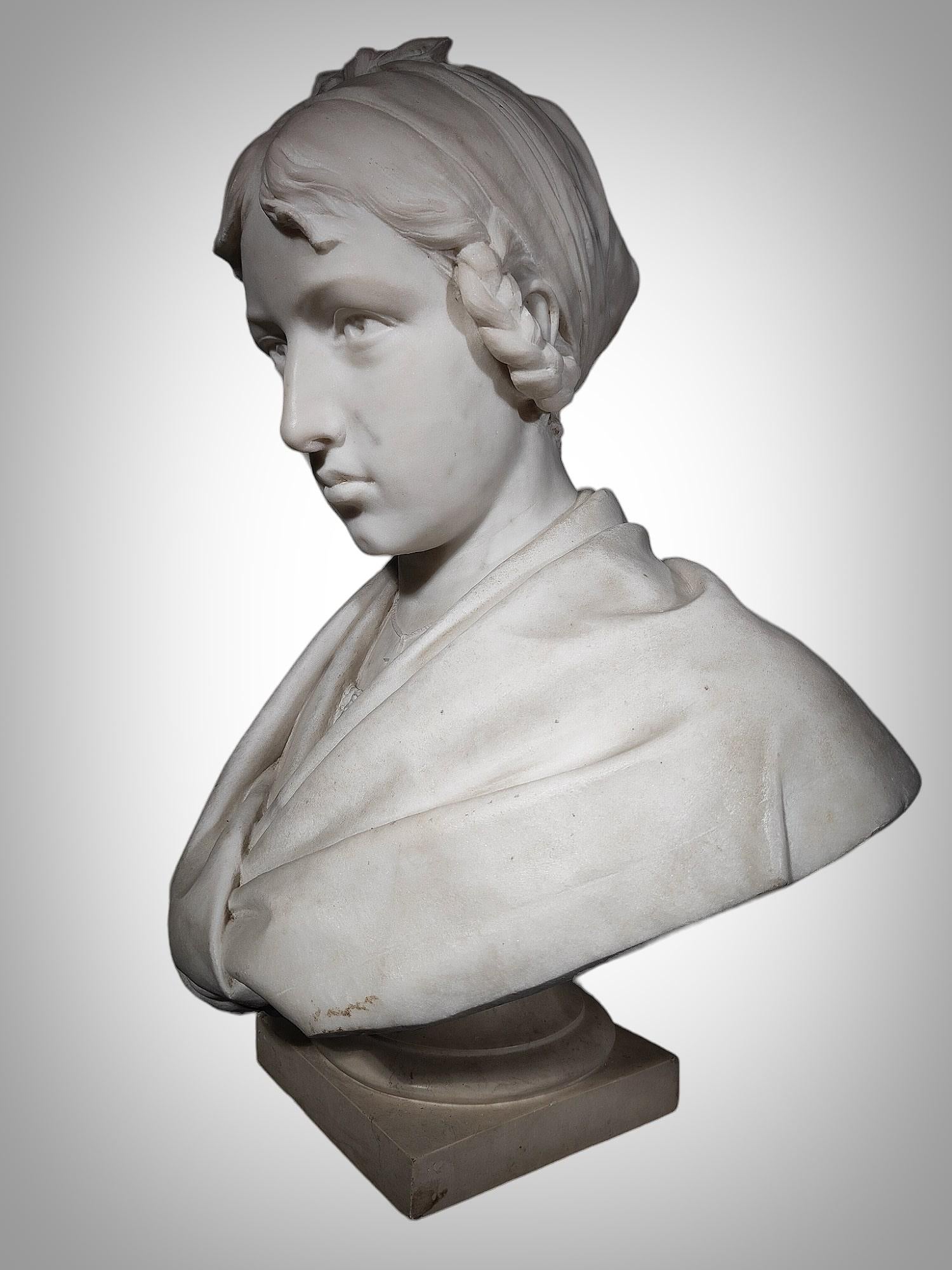 Marble Bust Signed (1927) For Sale 1