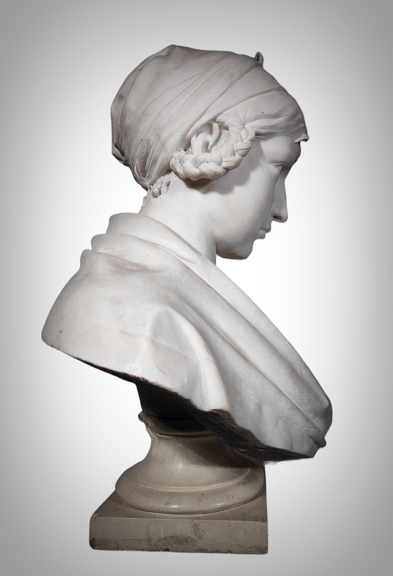 Buste en marbre signé (1927) en vente 4