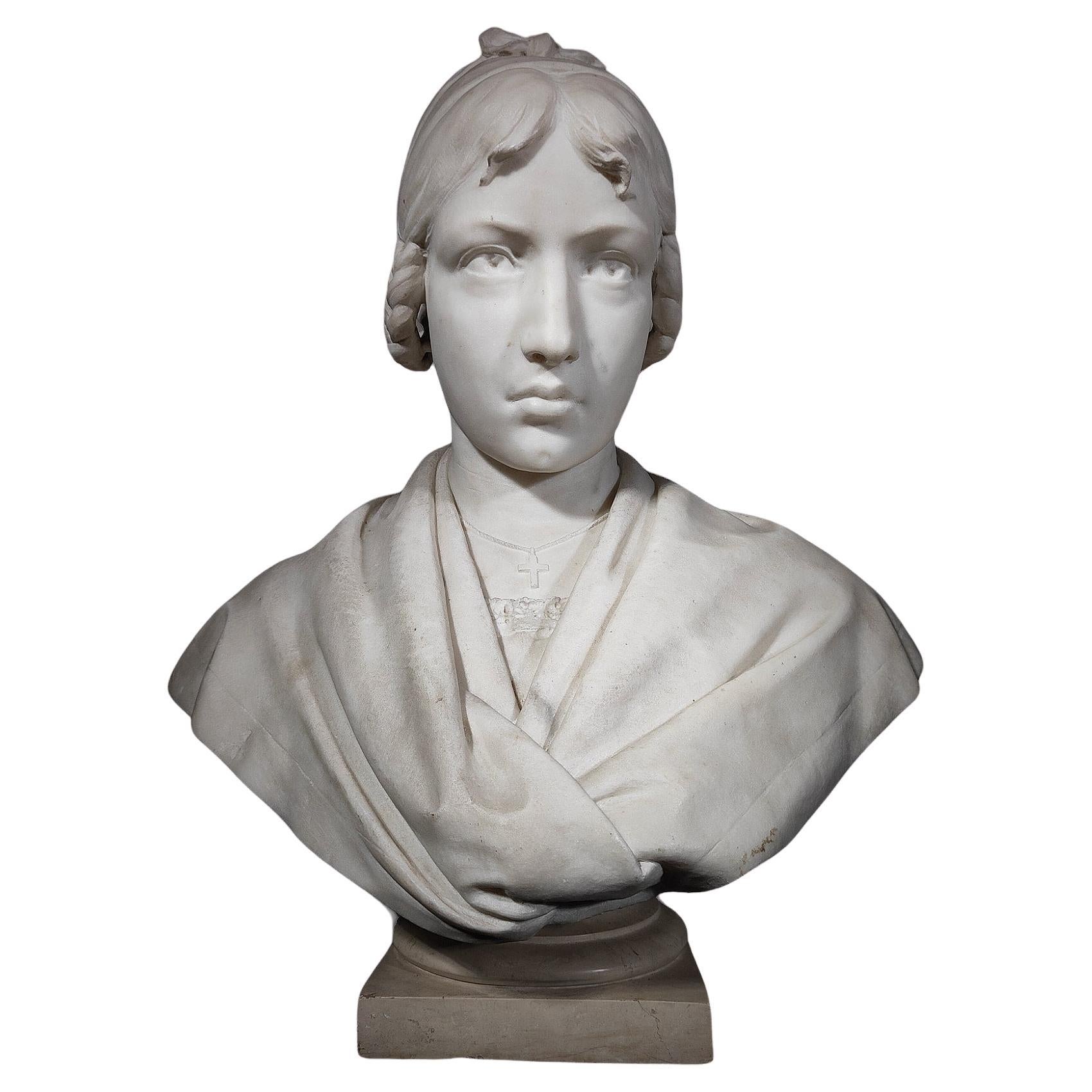 Marble Bust Signed (1927) For Sale