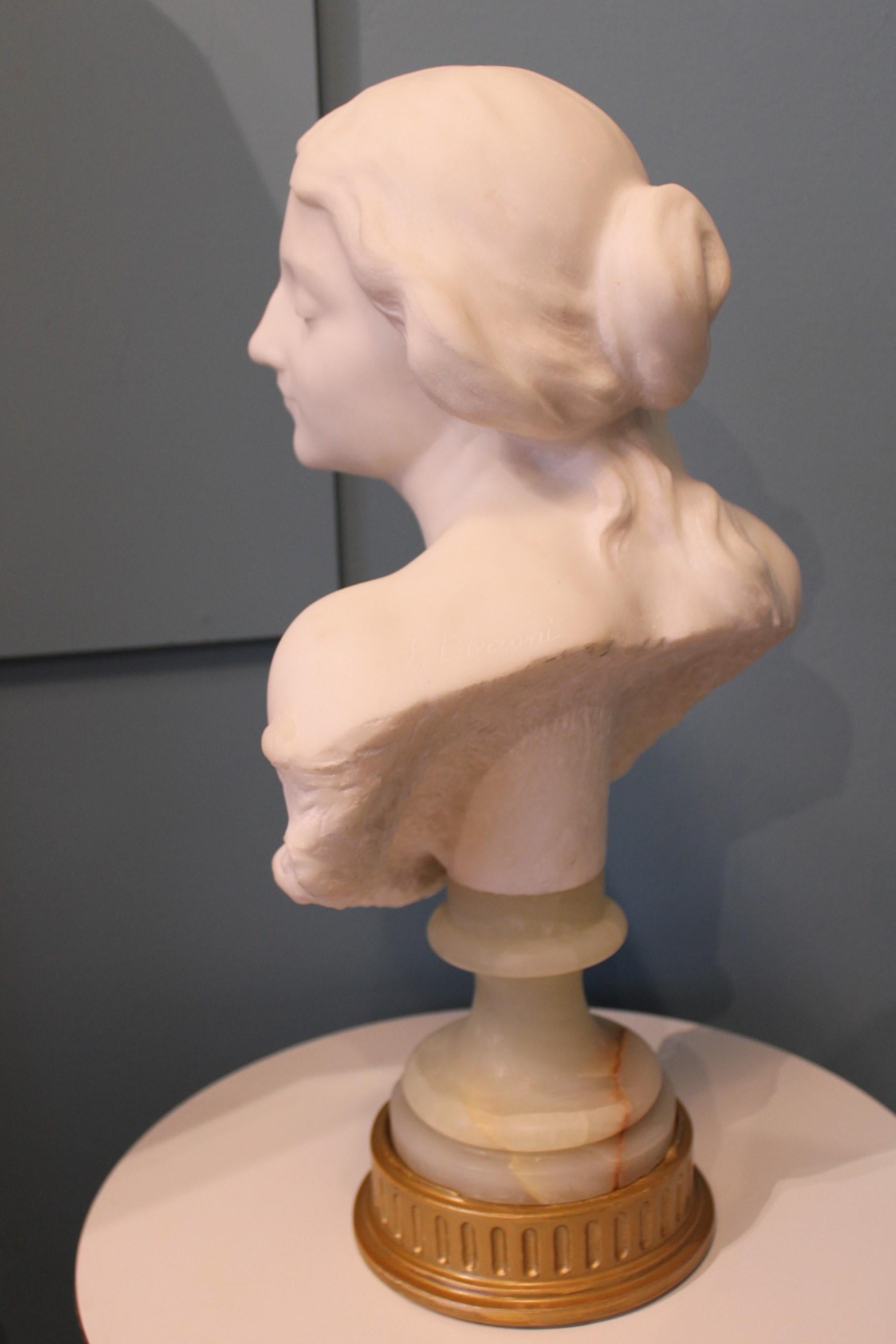Marble Bust Signed Bozzoni For Sale 8
